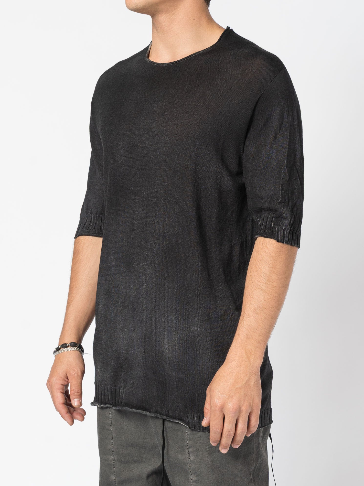Lightweight Ribbed Knit Tee - by MD75