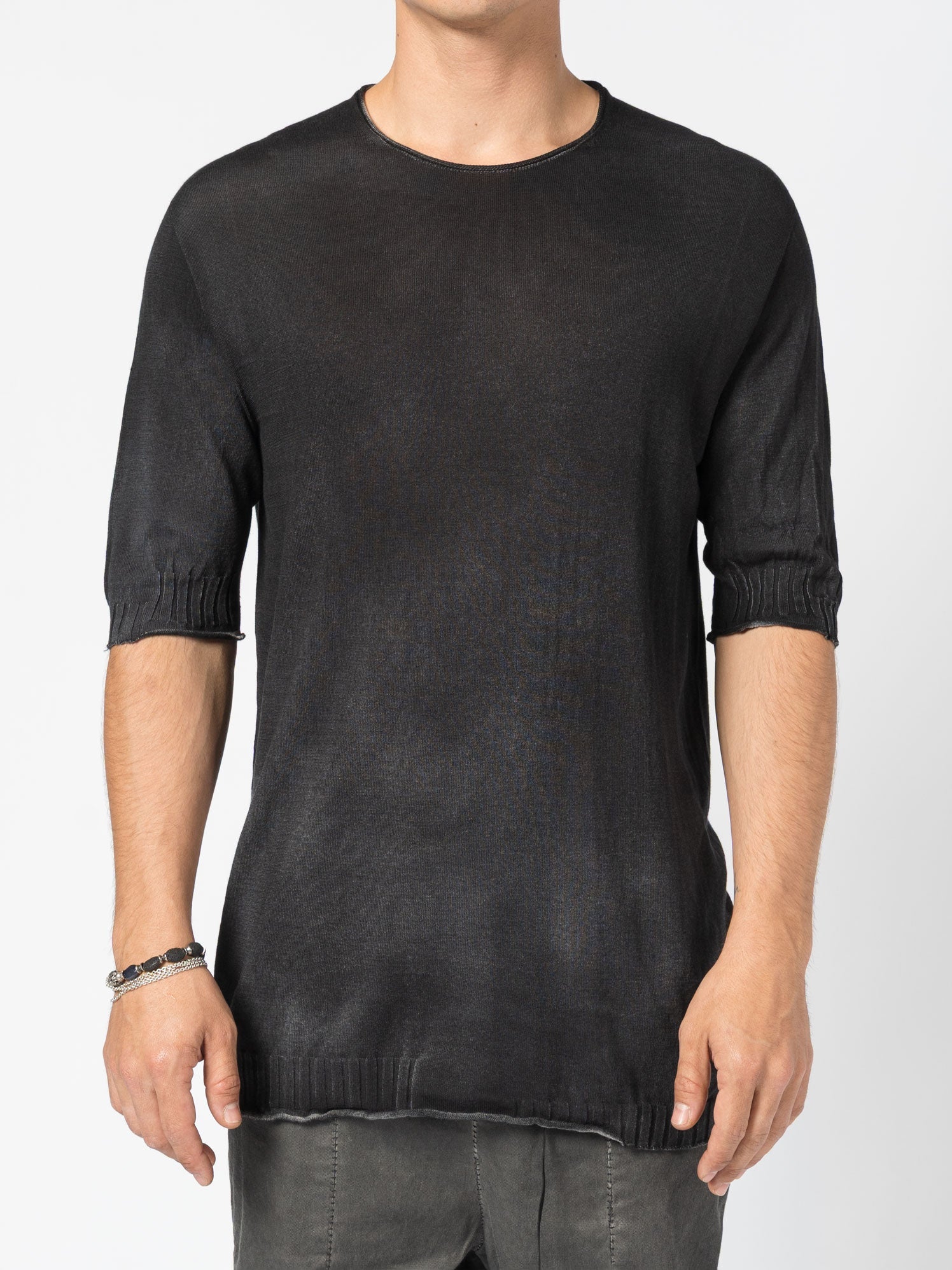 Lightweight Ribbed Knit Tee - by MD75