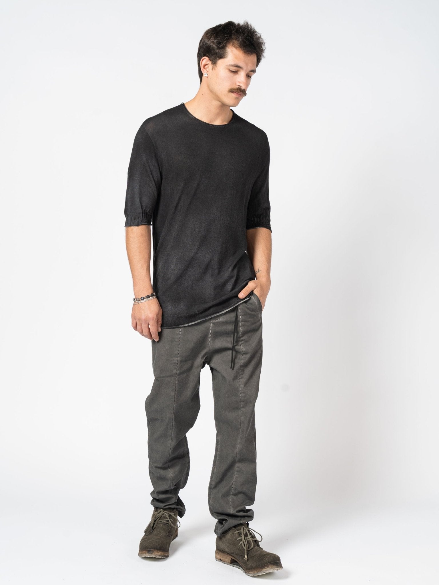 Lightweight Ribbed Knit Tee - by MD75