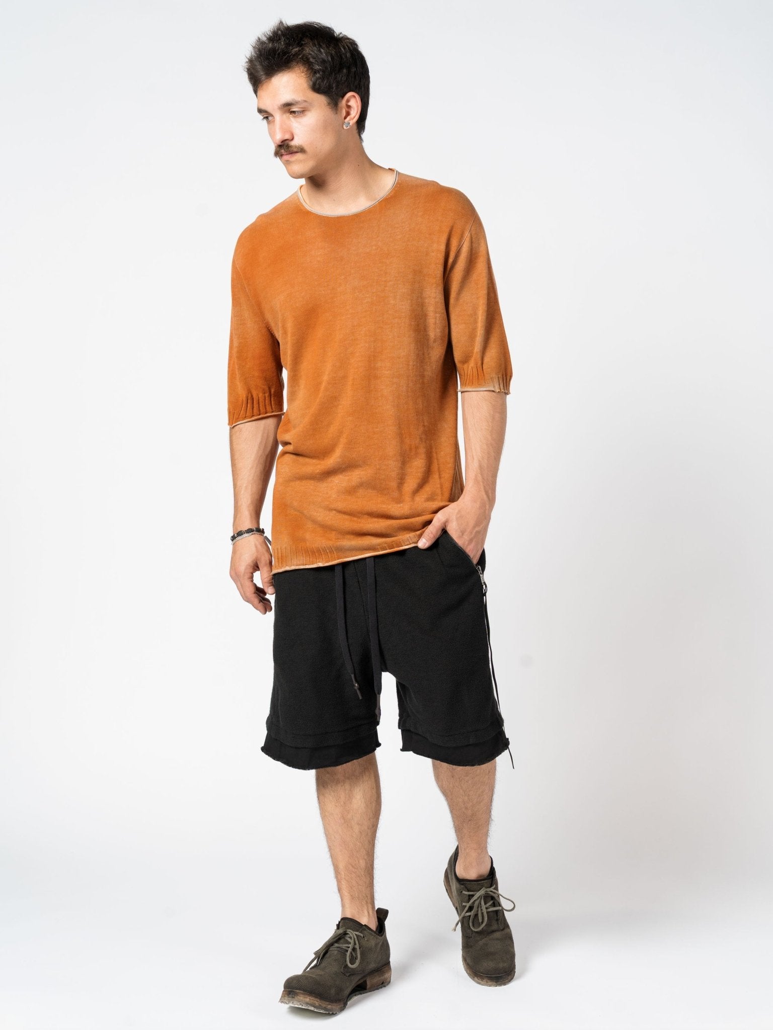 Lightweight Ribbed Knit Tee - by MD75