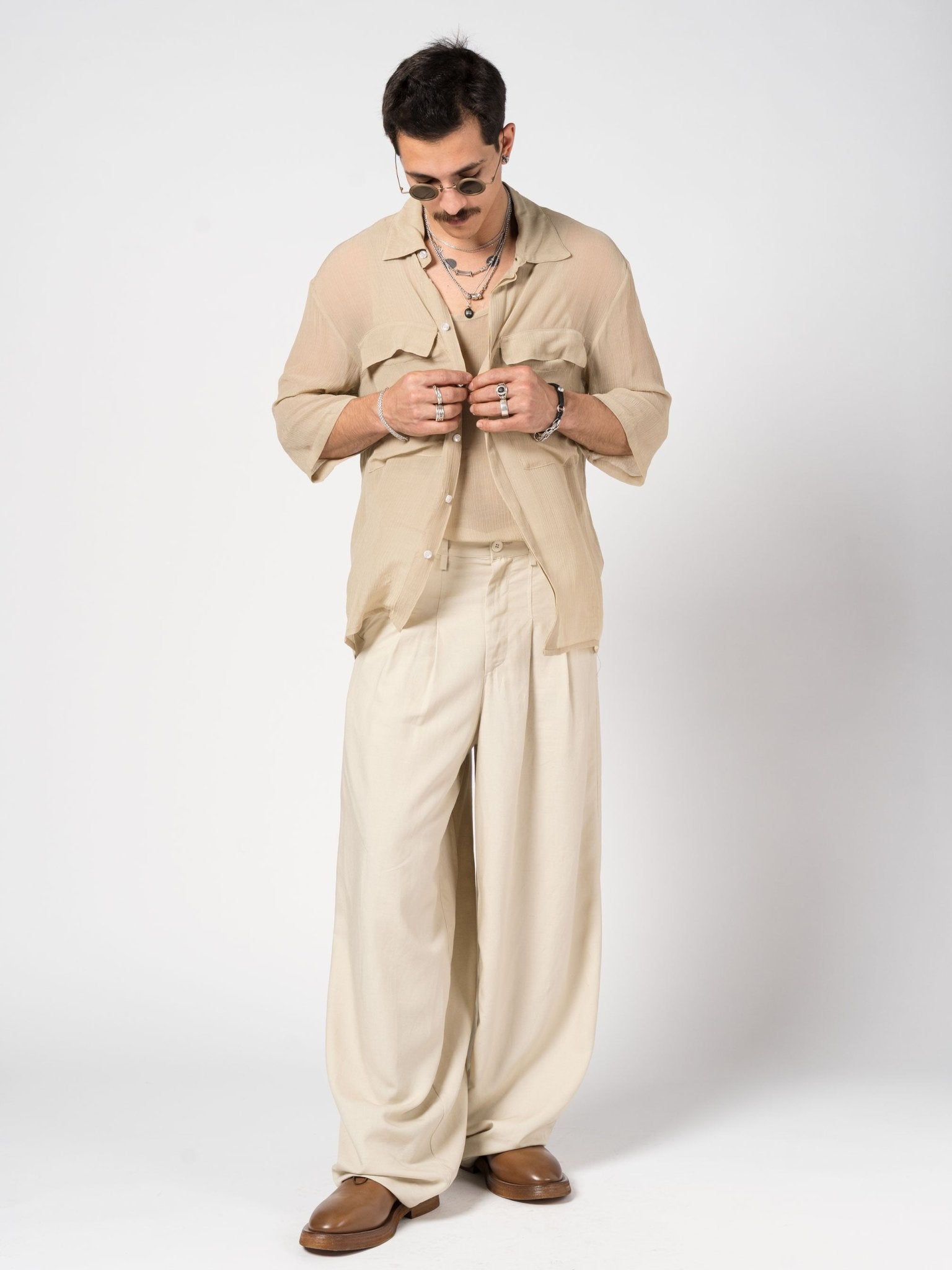 Lightweight Textured Button - Up Shirt - by NOSTRA SANTISSIMA