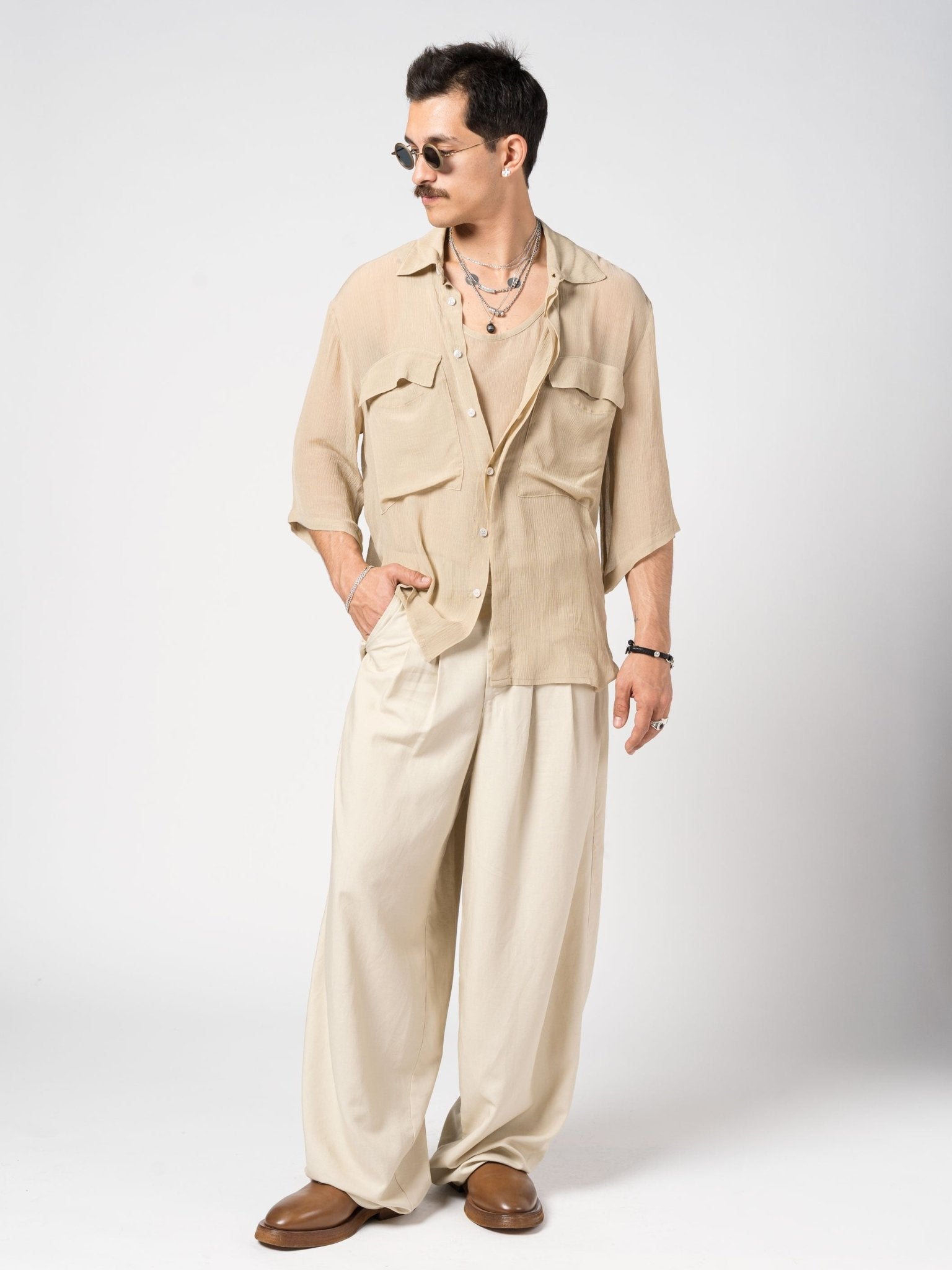 Lightweight Textured Button - Up Shirt - by NOSTRA SANTISSIMA