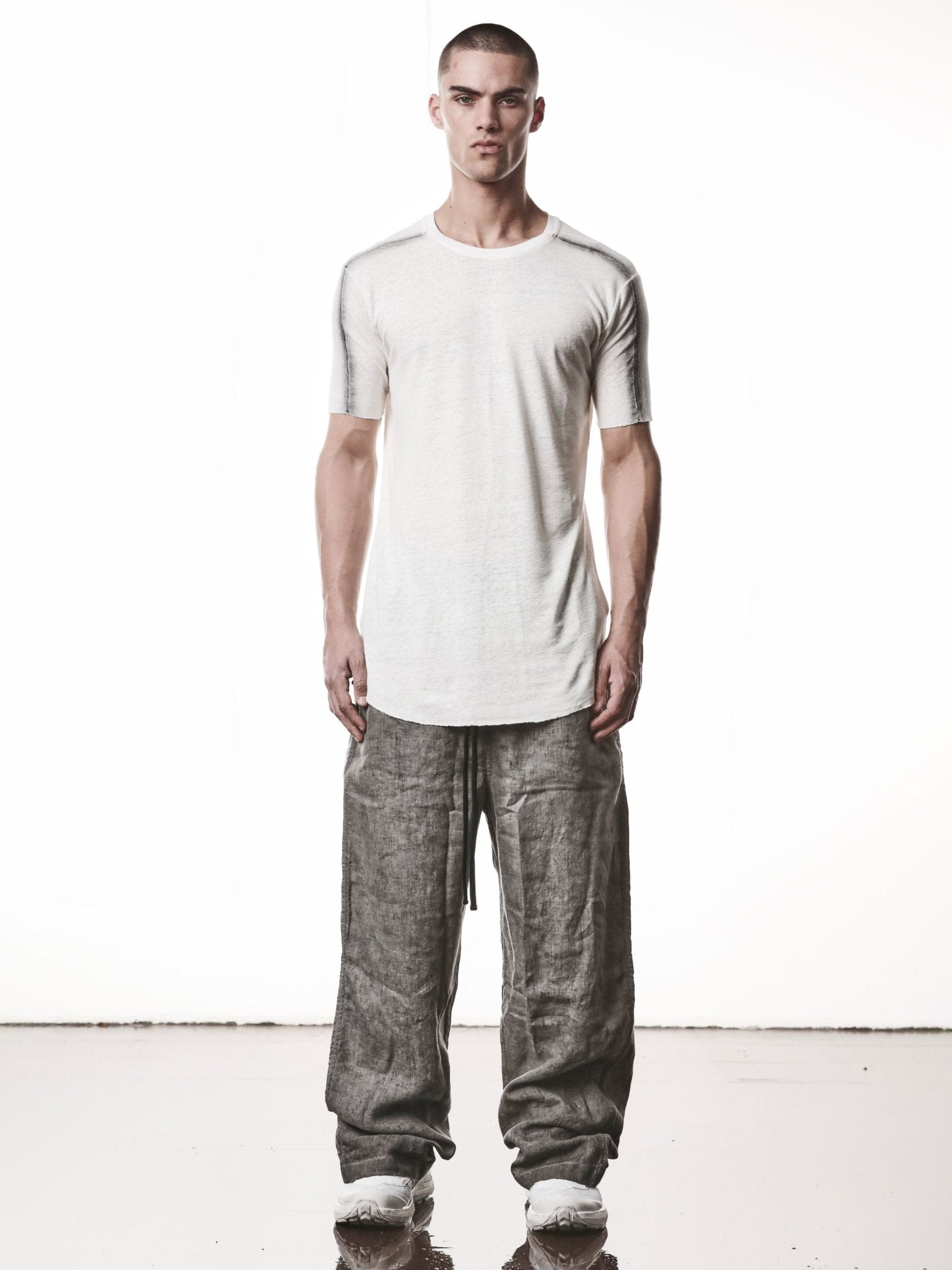 Linen Blend Insert T-Shirt - by THOM KROM