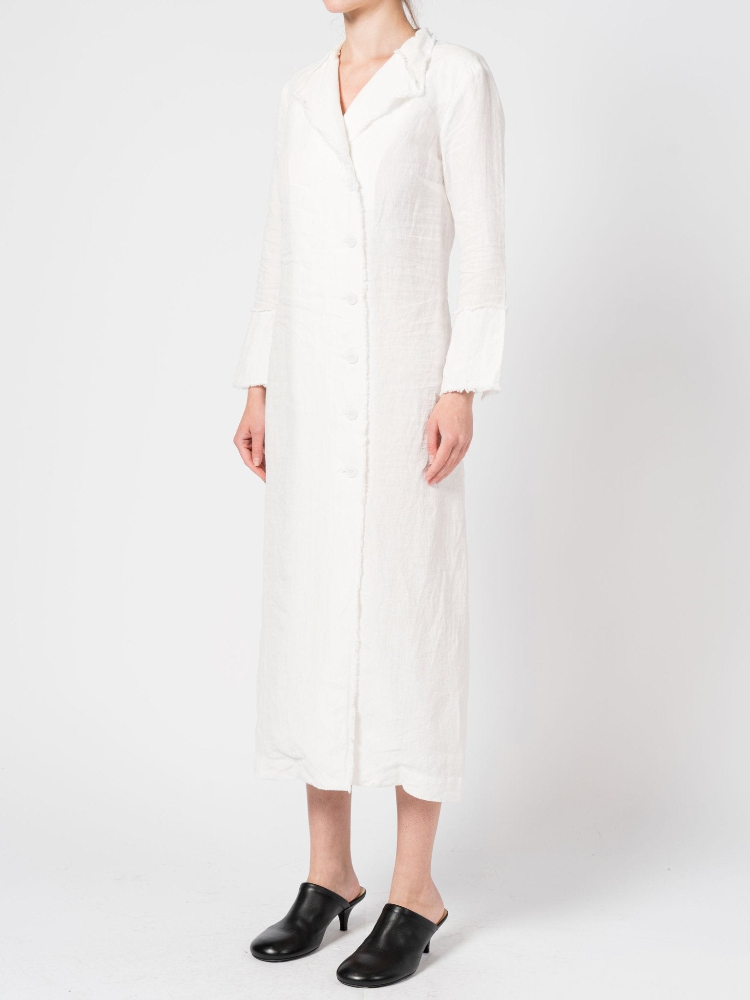 Linen Button - Down Long Dress - by DEVA KANYA