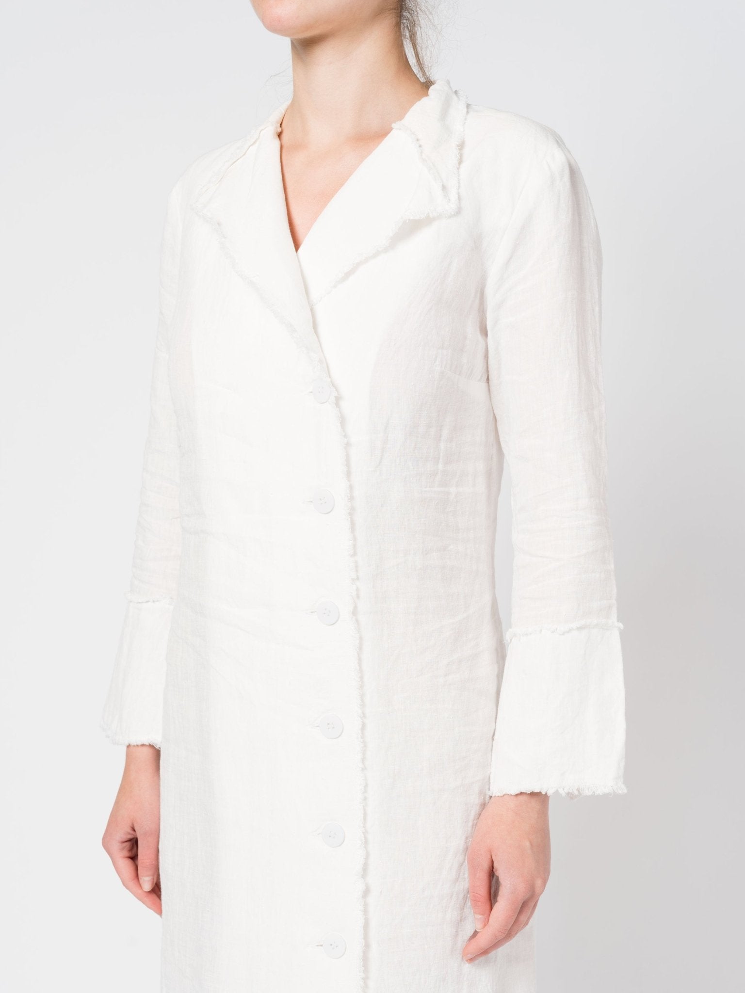 Linen Button - Down Long Dress - by DEVA KANYA