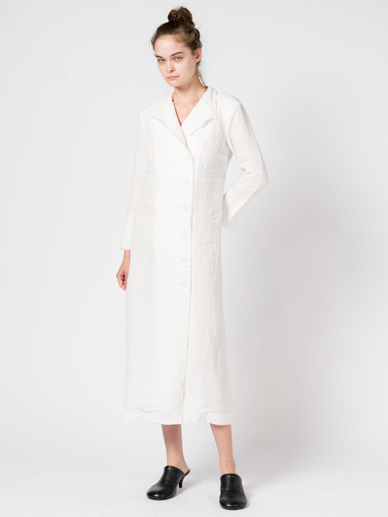 Linen Button - Down Long Dress - by DEVA KANYA