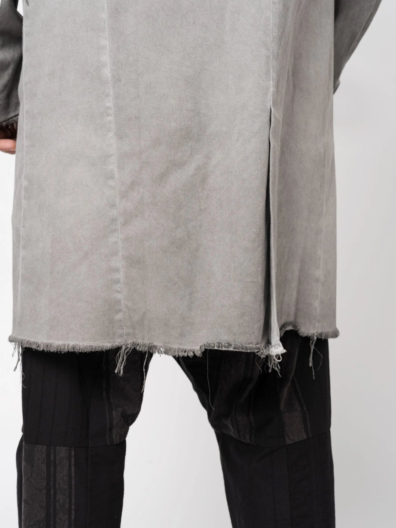 Long Frayed Edge Button - Up Jacket - by AITO