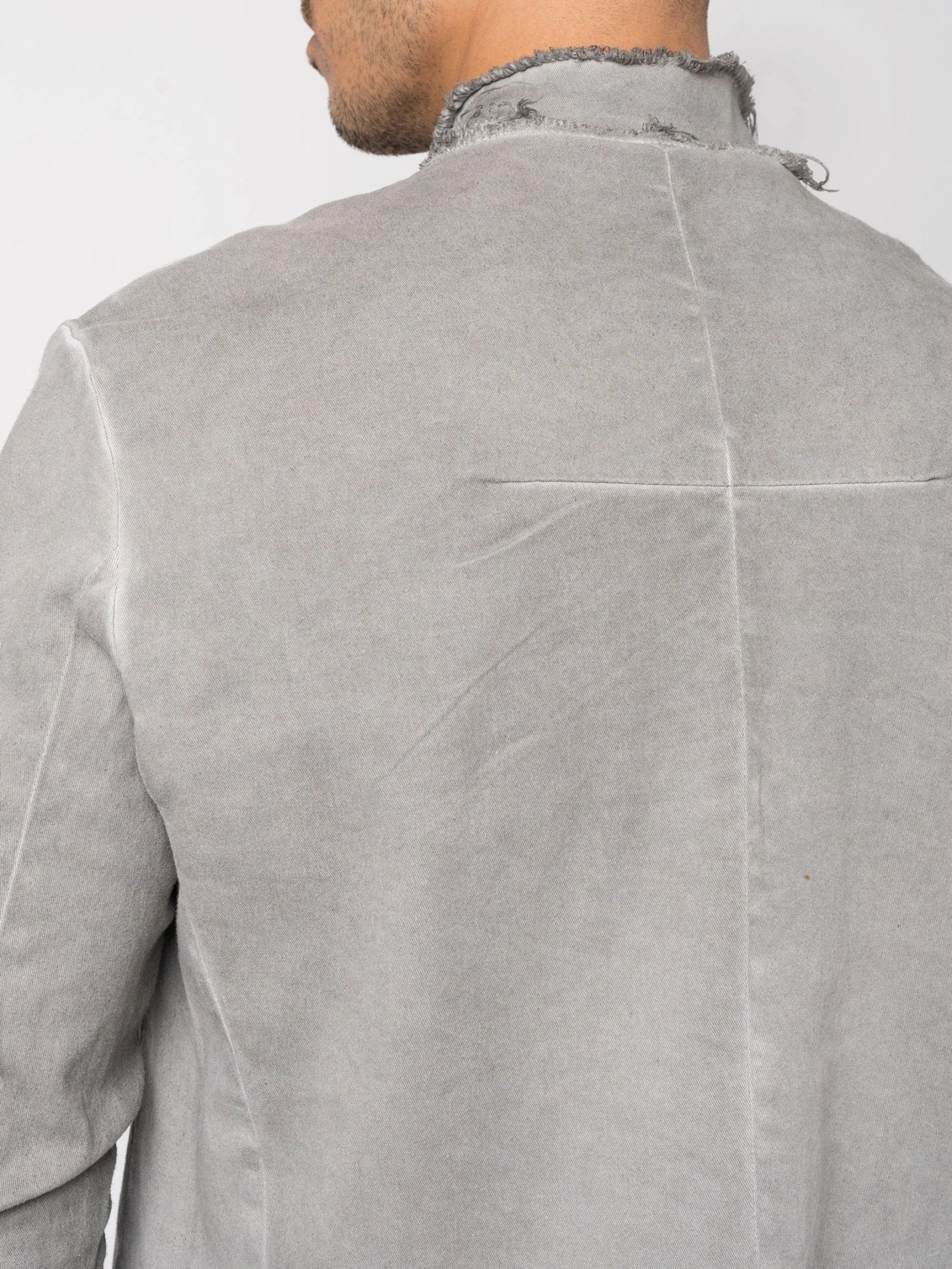 Long Frayed Edge Button - Up Jacket - by AITO