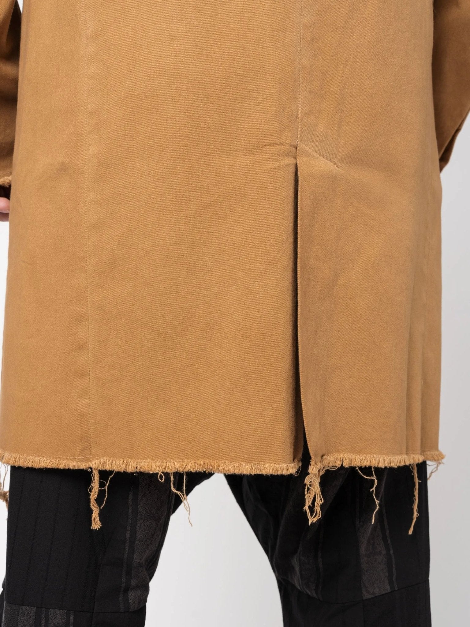 Long Frayed Edge Button - Up Jacket - by AITO