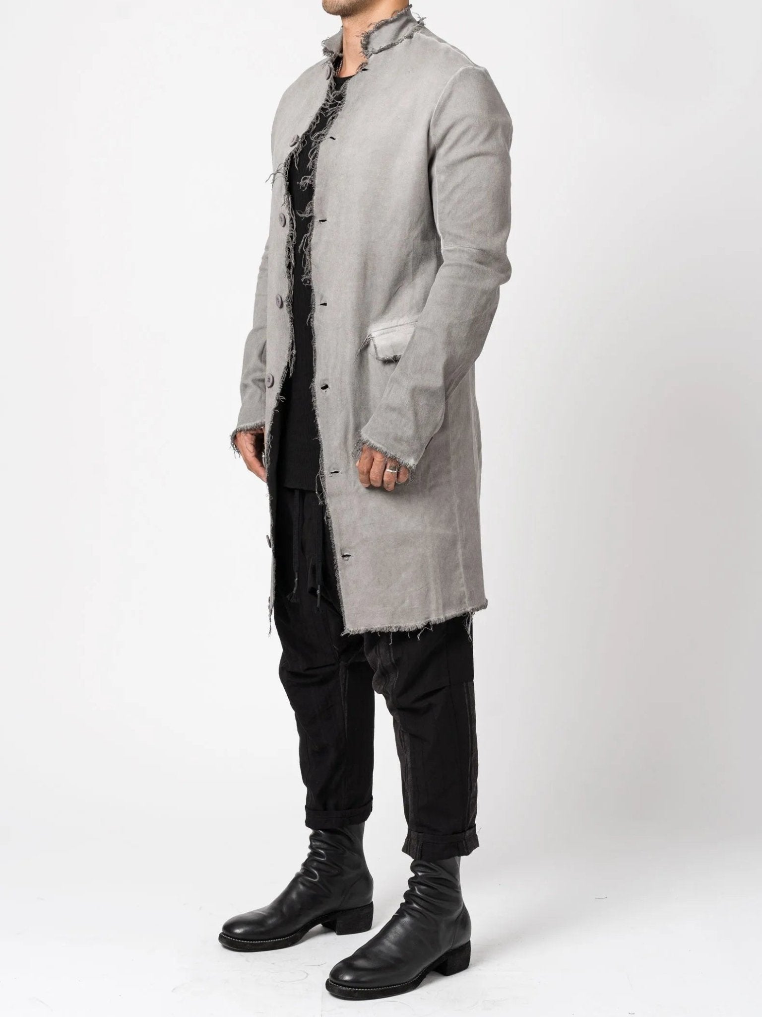 Long Frayed Edge Button - Up Jacket - by AITO