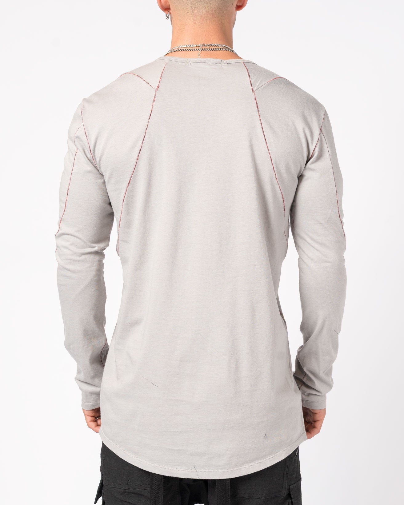Long - Sleeve T-Shirt with Contrast Stitching - by D.HYGEN