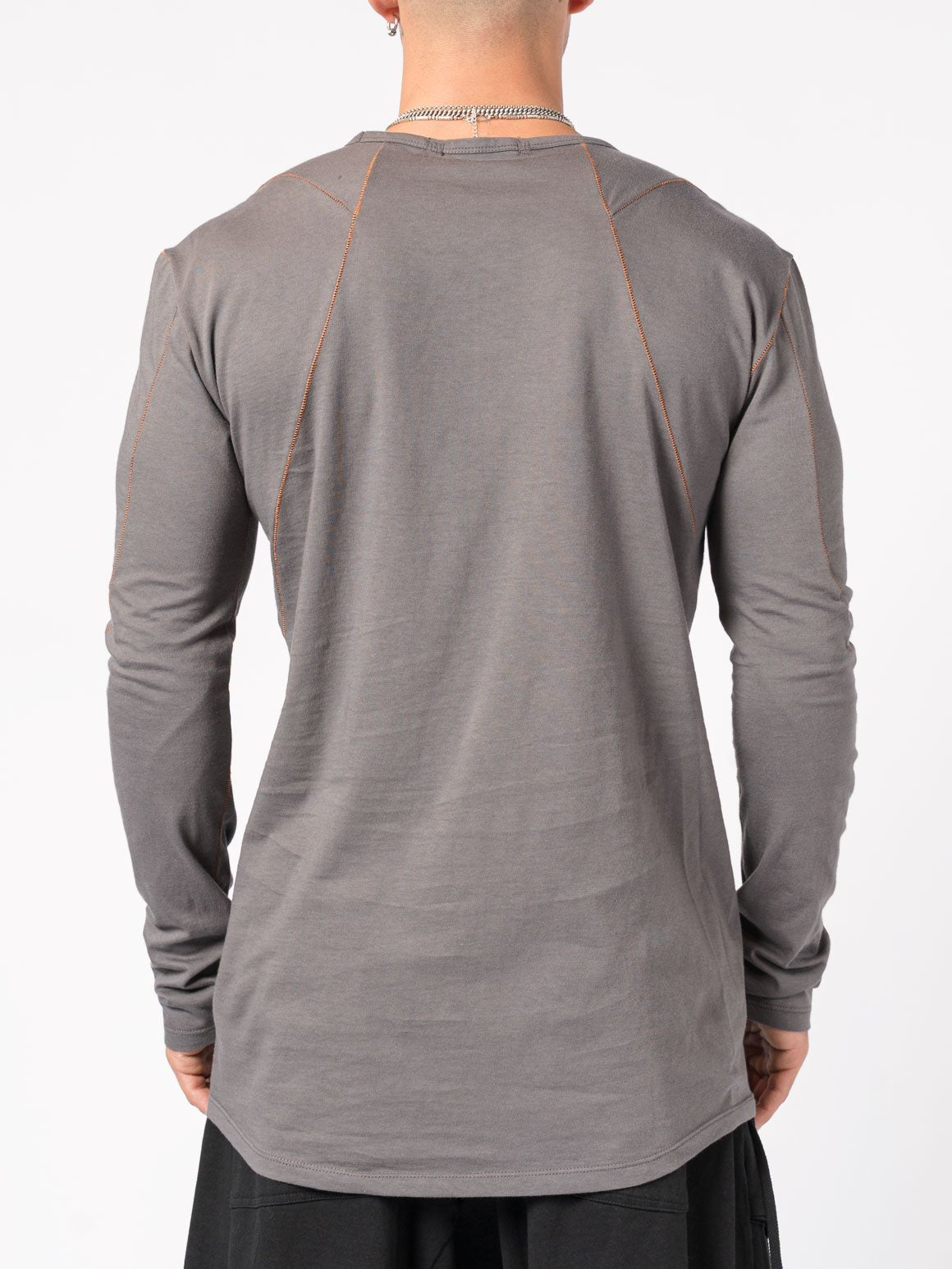 Long - Sleeve T-Shirt with Contrast Stitching - by D.HYGEN