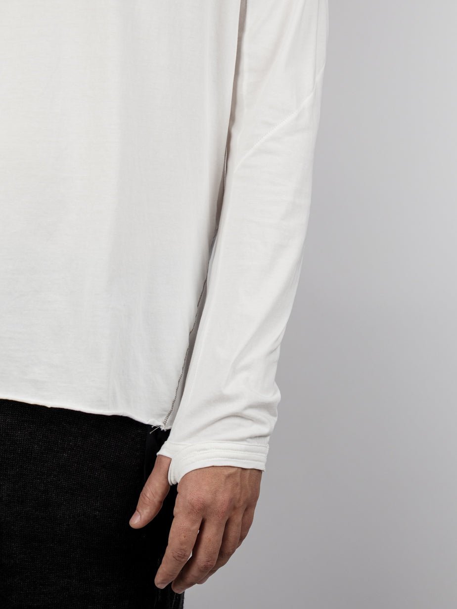 Long Sleeve T-Shirt with Leather Spine Detail - by ISAAC SELLAM