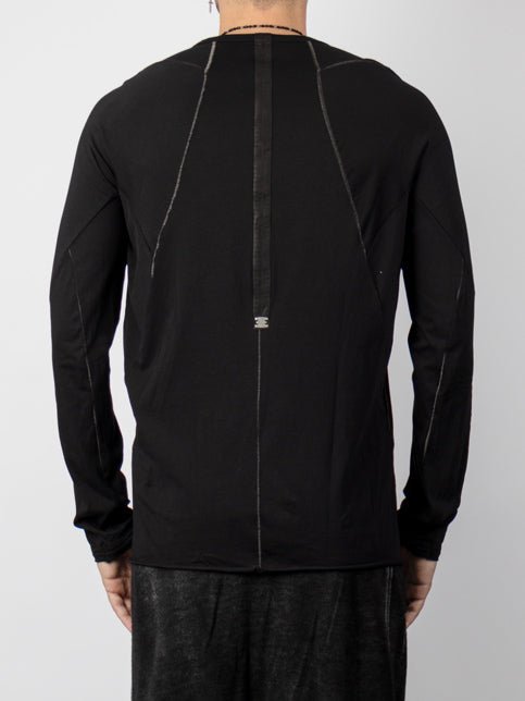 Long Sleeve T-Shirt with Leather Spine Detail - by ISAAC SELLAM