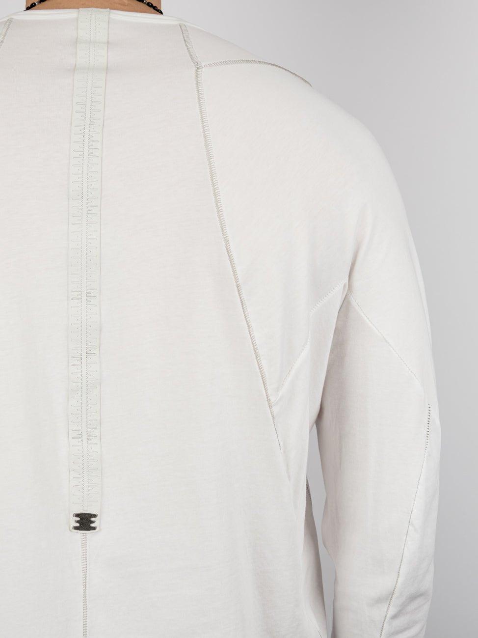 Long Sleeve T-Shirt with Leather Spine Detail - by ISAAC SELLAM