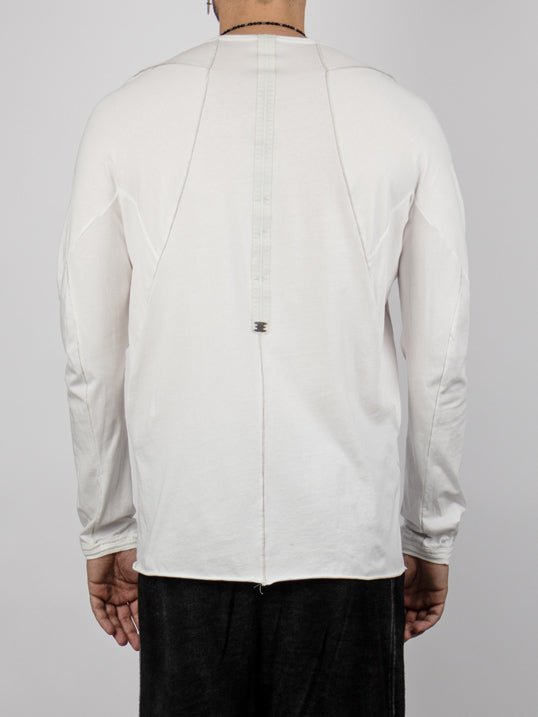 Long Sleeve T-Shirt with Leather Spine Detail - by ISAAC SELLAM
