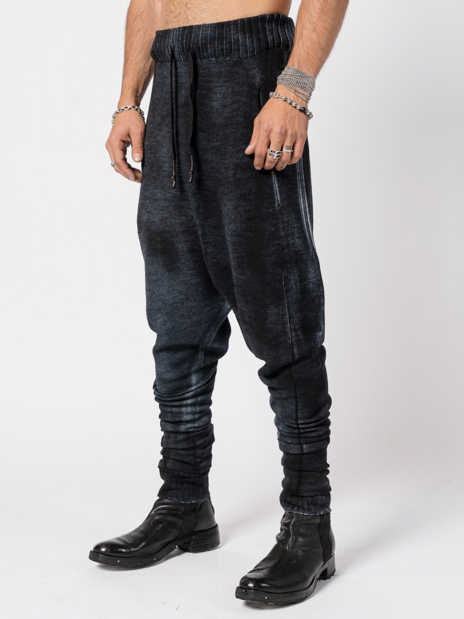 Low Crotch Wool Knit Pants - by MD75