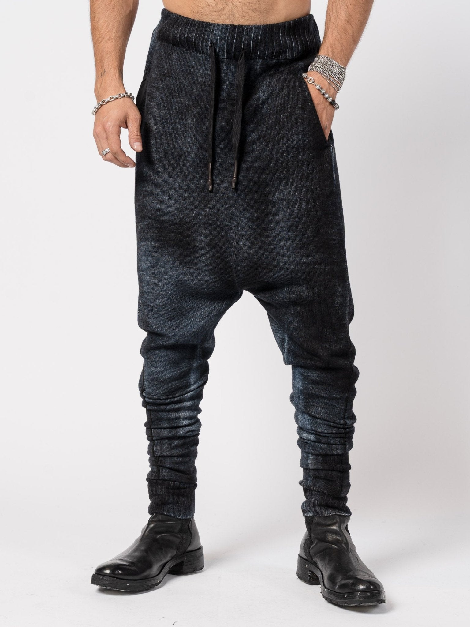 Low Crotch Wool Knit Pants - by MD75