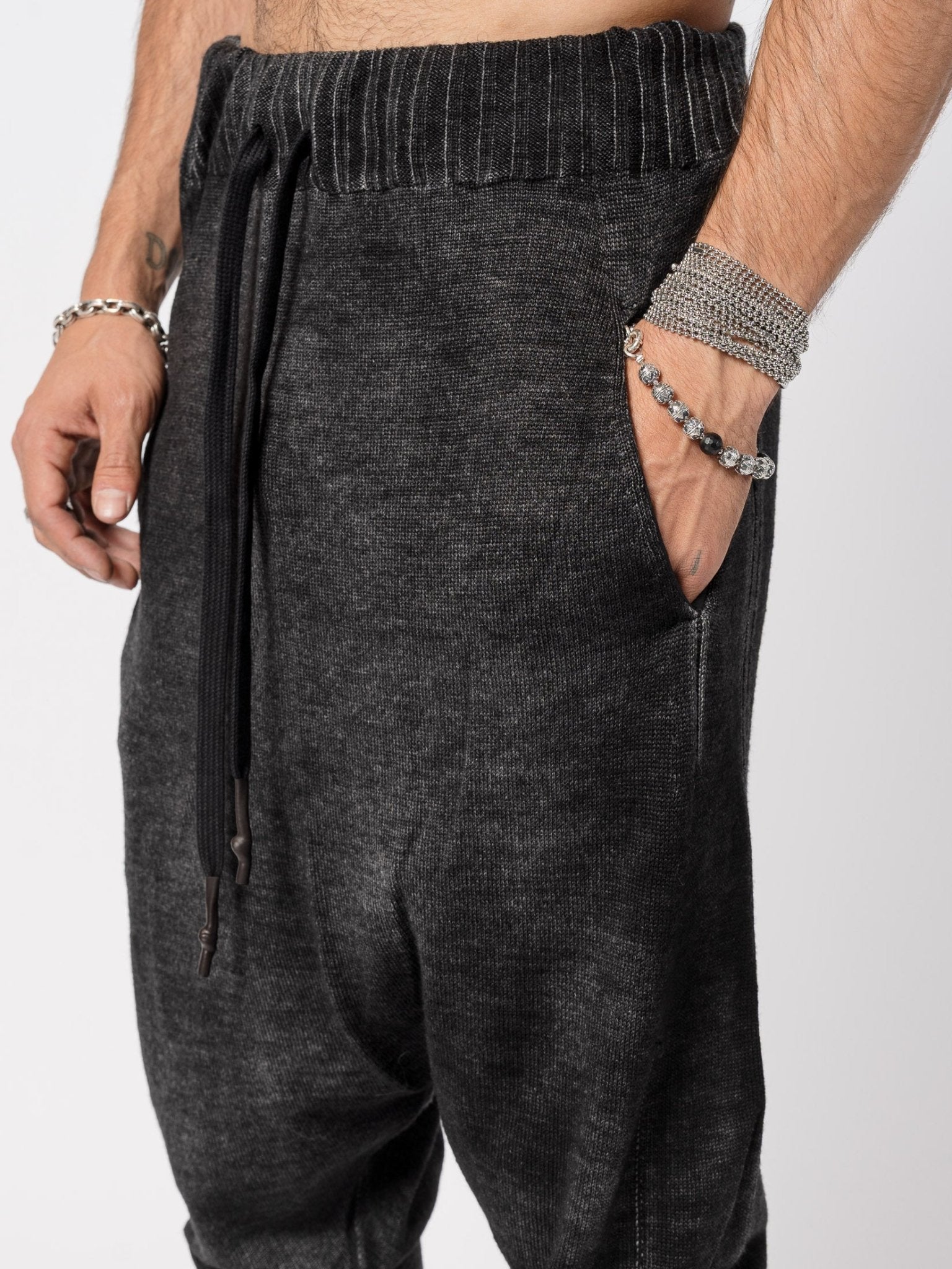 Low Crotch Wool Knit Pants - by MD75