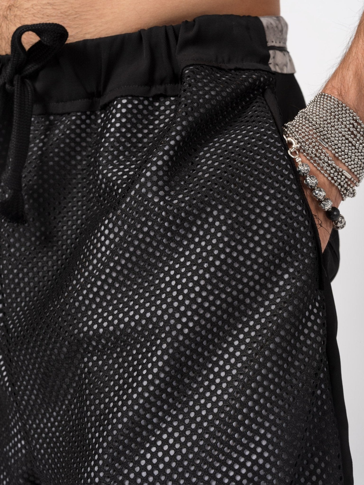 Mesh - Layered Drawstring Pants - by GIOVANNI CAVAGNA