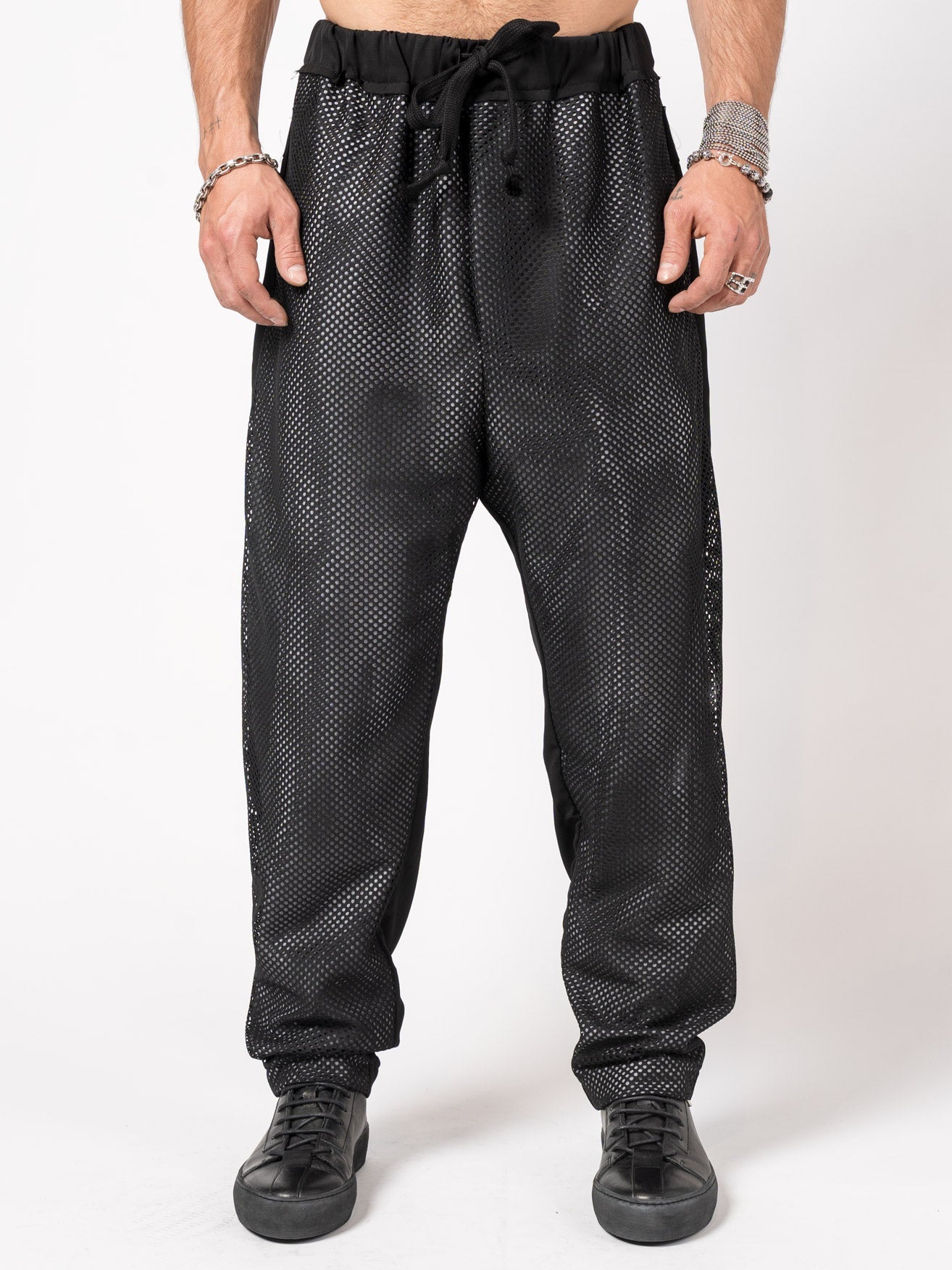 Mesh - Layered Drawstring Pants - by GIOVANNI CAVAGNA