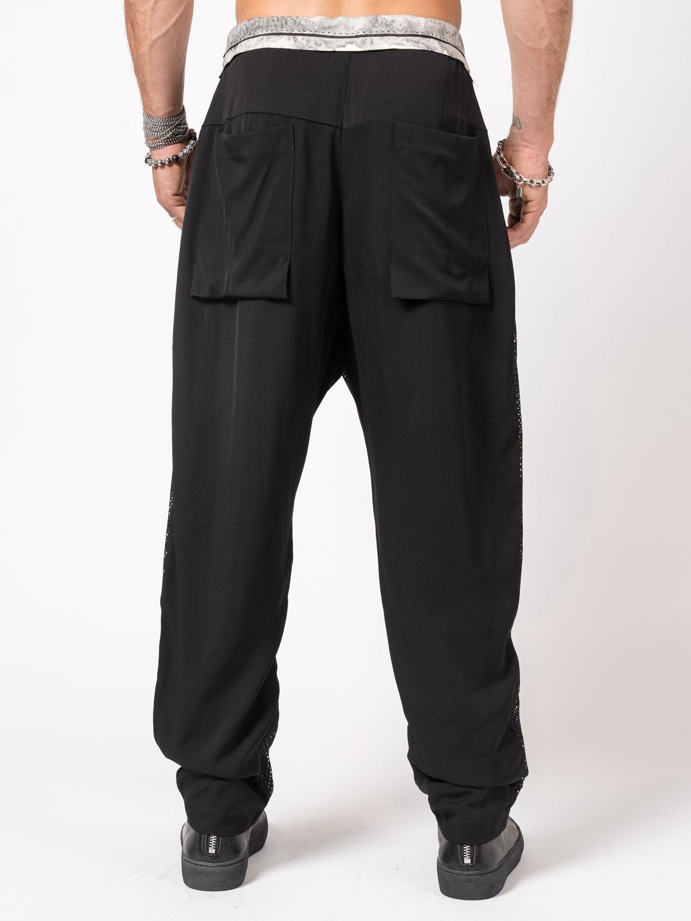 Mesh - Layered Drawstring Pants - by GIOVANNI CAVAGNA