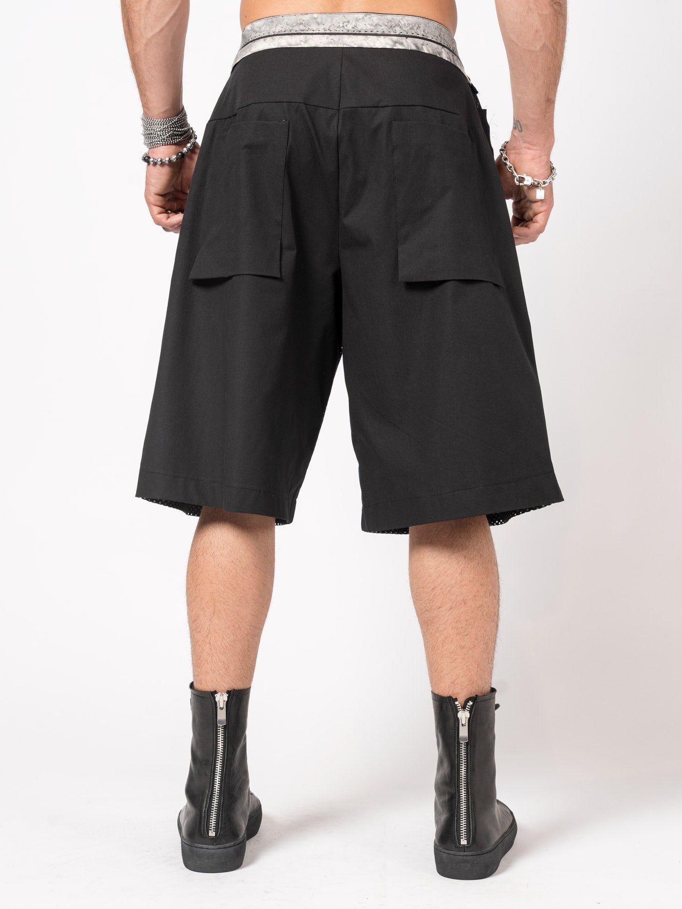 Mesh - Layered Drawstring Shorts - by GIOVANNI CAVAGNA