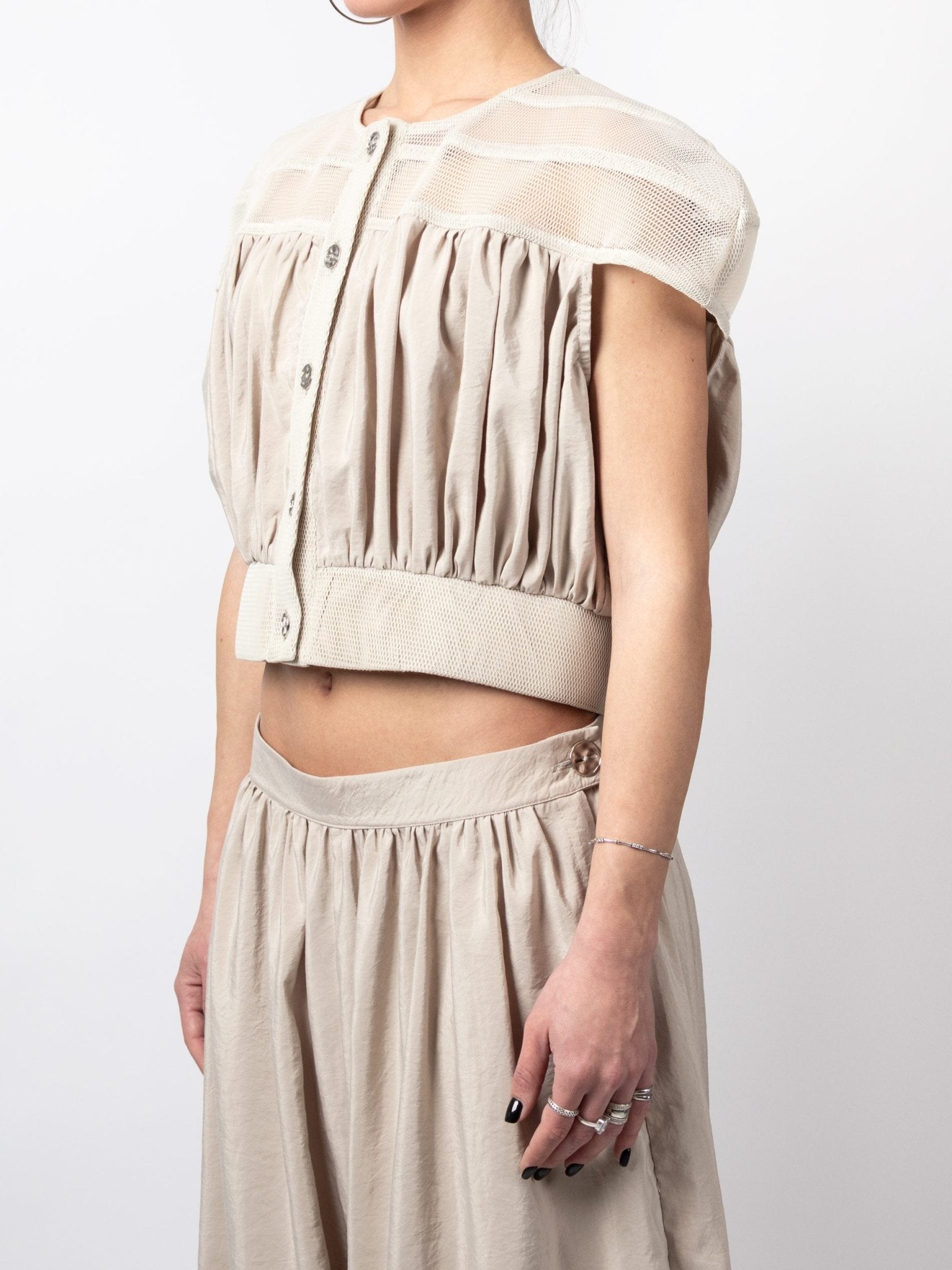 Mesh Panel Cropped Top - by VAGUE