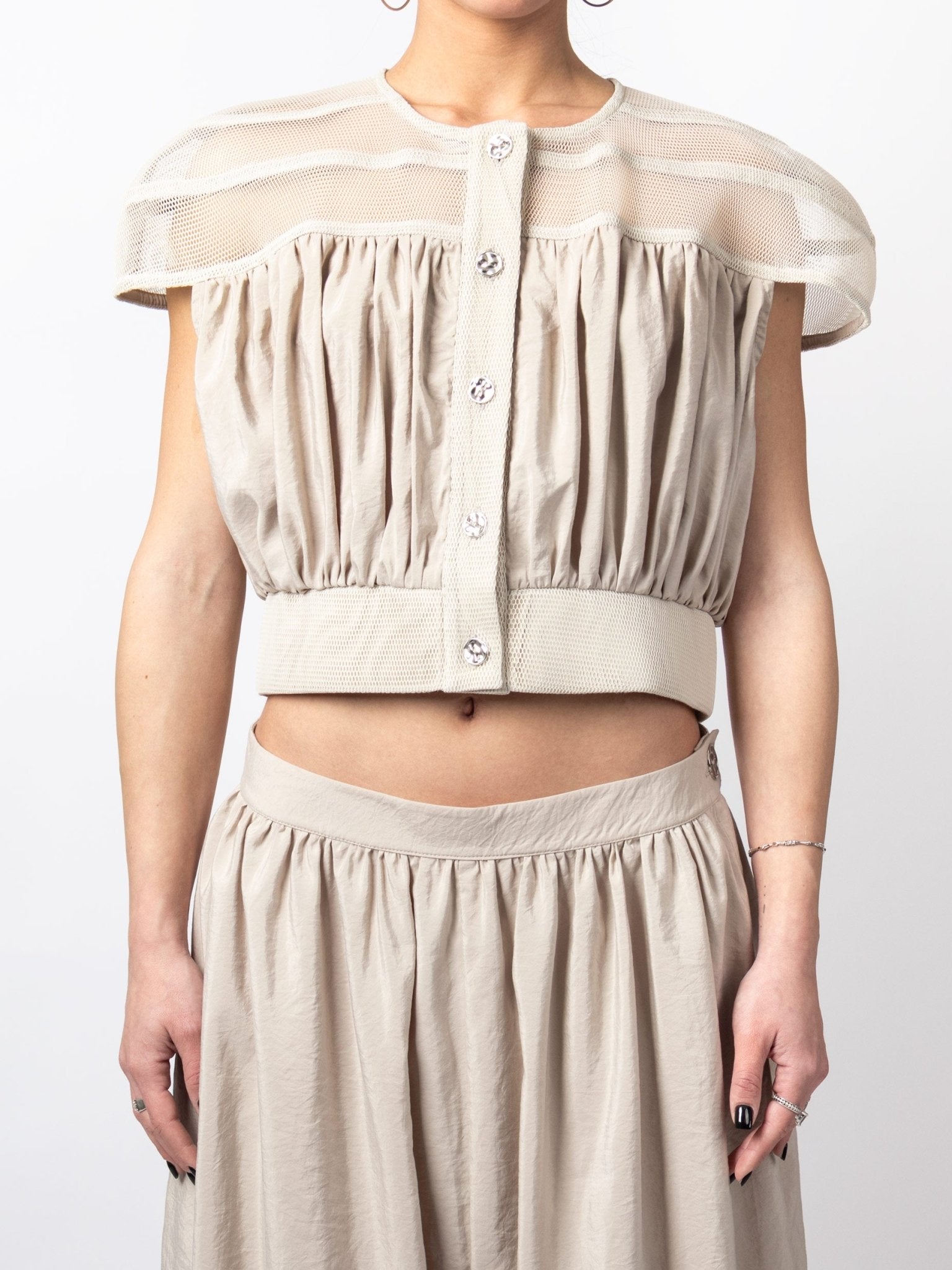 Mesh Panel Cropped Top - by VAGUE