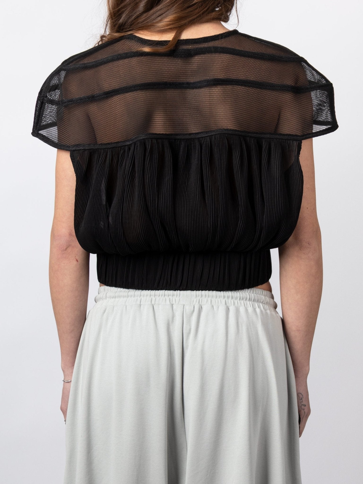 Mesh Panel Cropped Top - by VAGUE