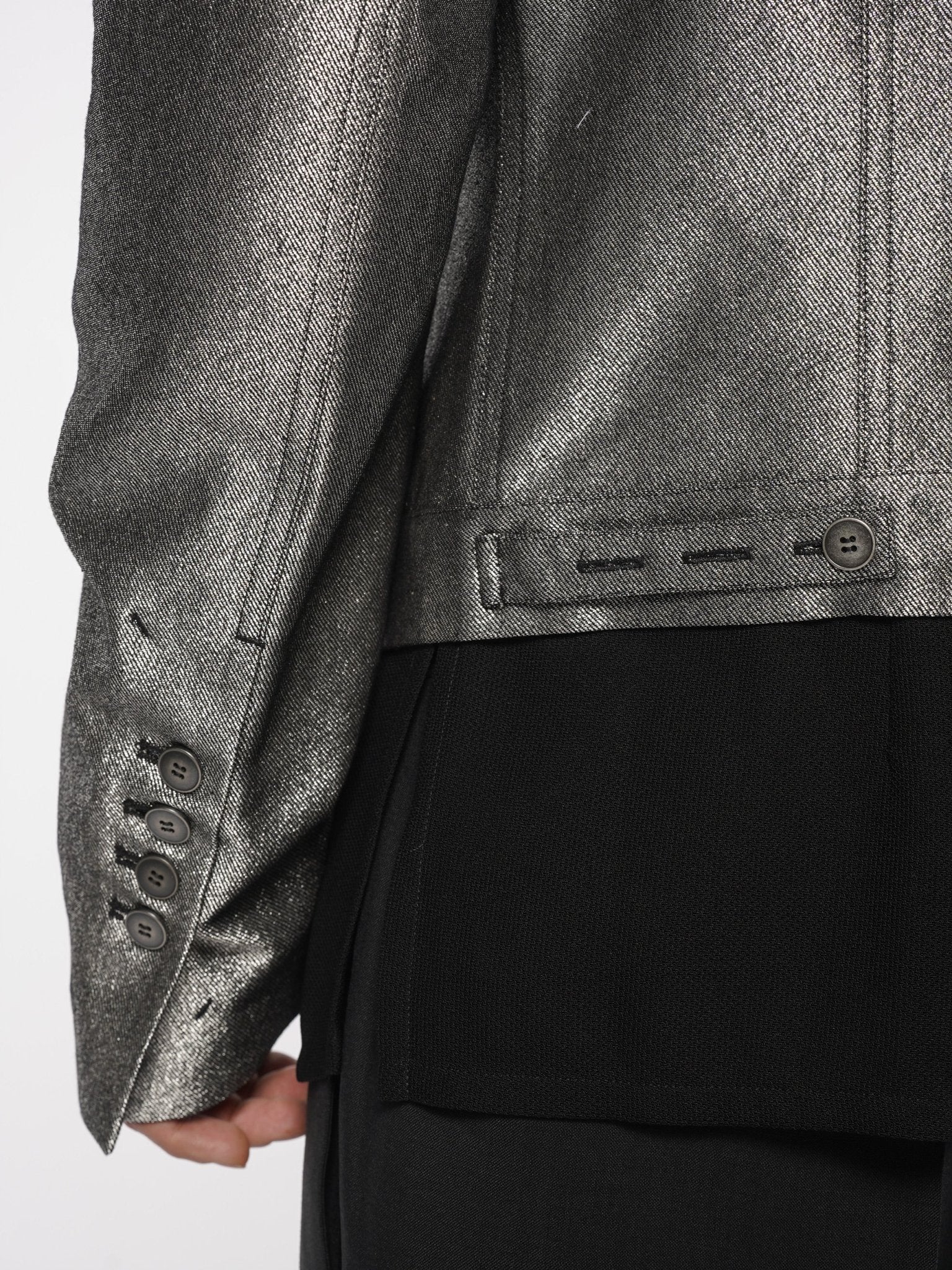 Metallic Finish Cropped Jacket - by SAPIO