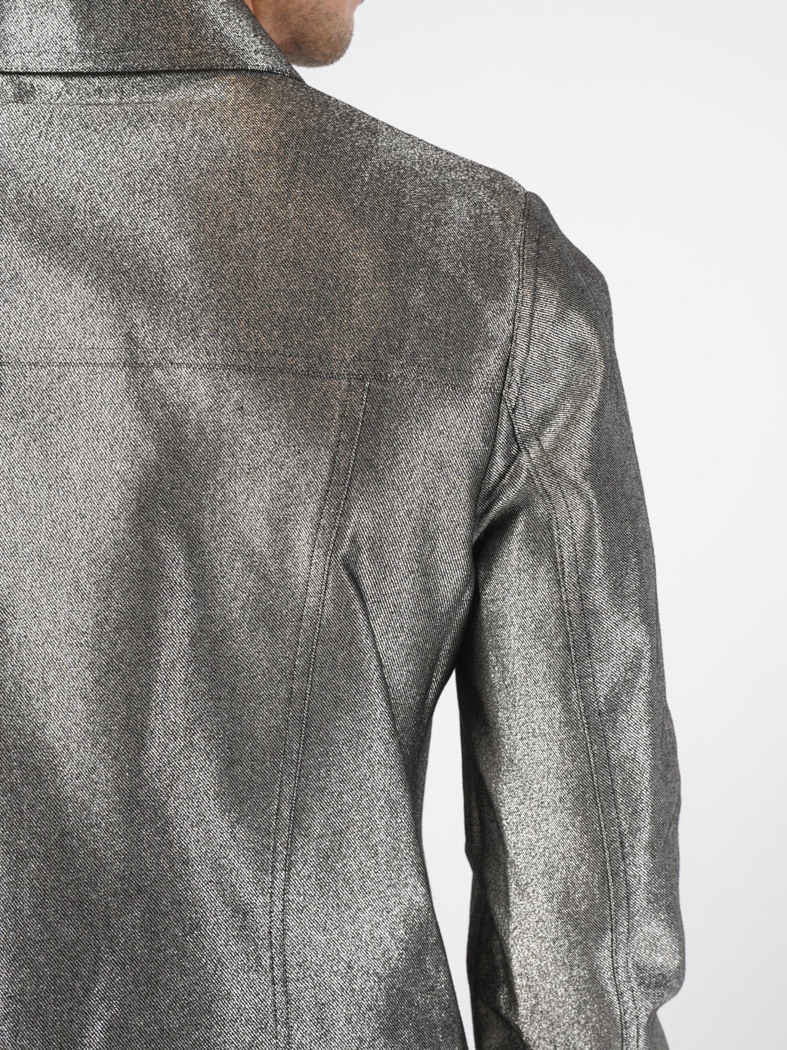 Metallic Finish Cropped Jacket - by SAPIO