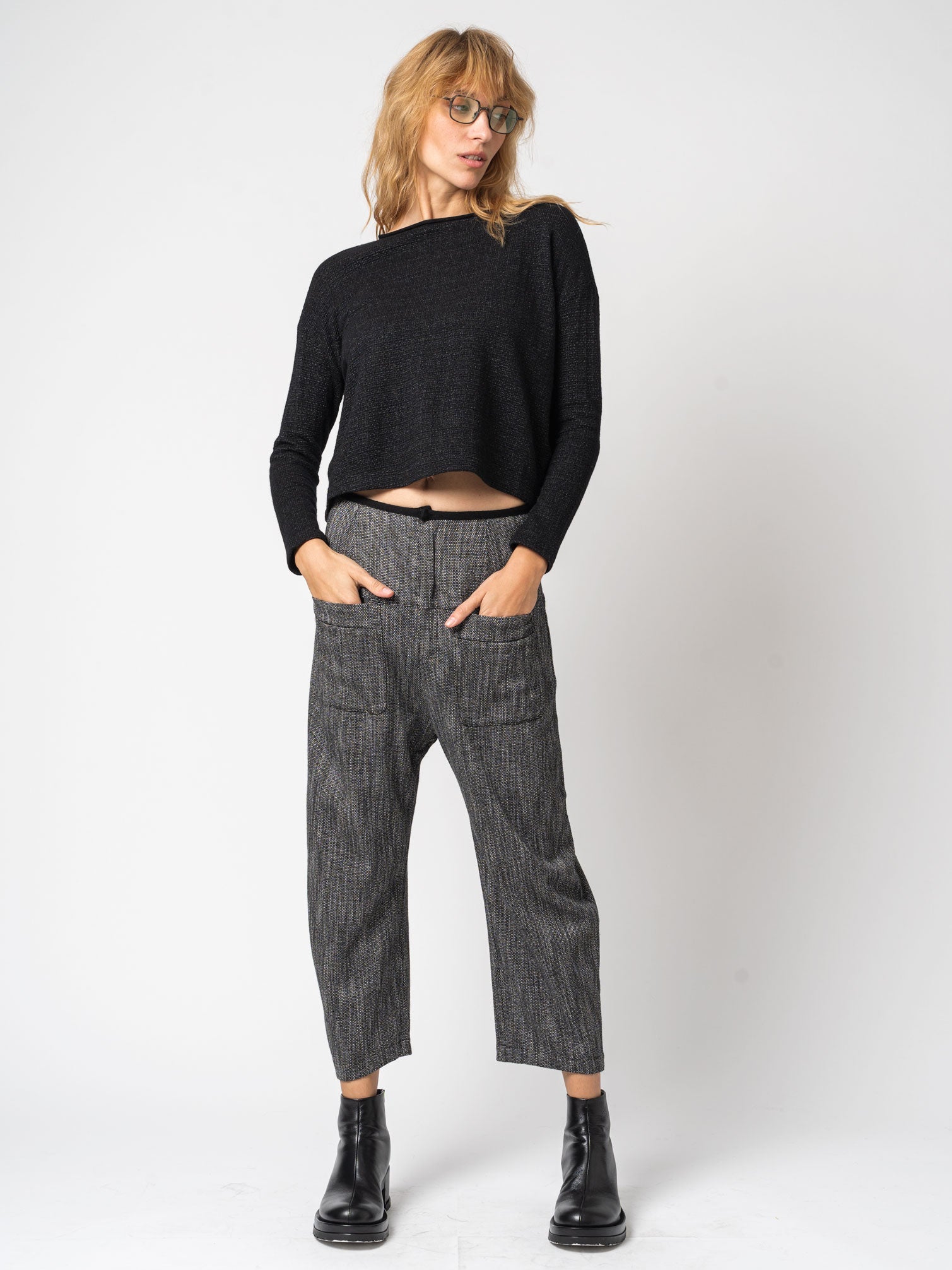 Micro - Patterned Jacquard Knit with Back Buttons - by TRANSIT