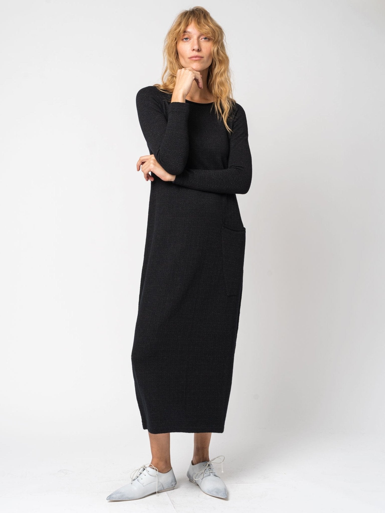 Micro - Patterned Jacquard Knitted Long Dress - by TRANSIT