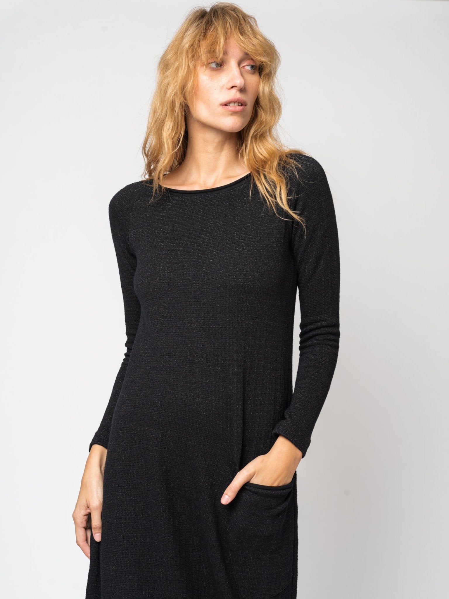 Micro - Patterned Jacquard Knitted Long Dress - by TRANSIT