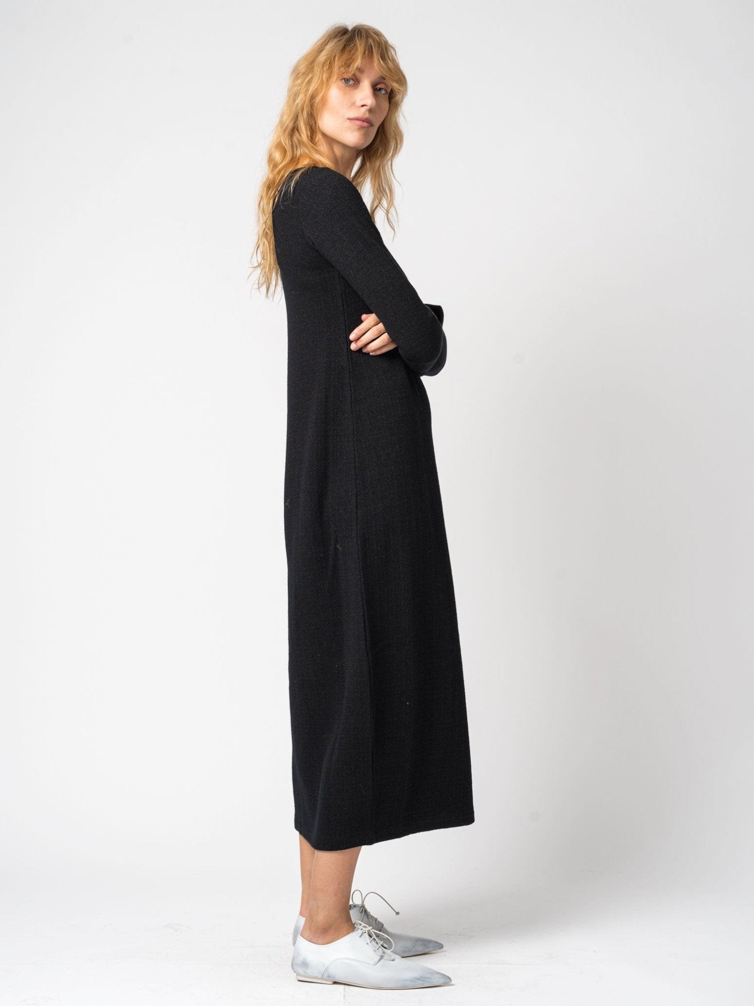 Micro - Patterned Jacquard Knitted Long Dress - by TRANSIT