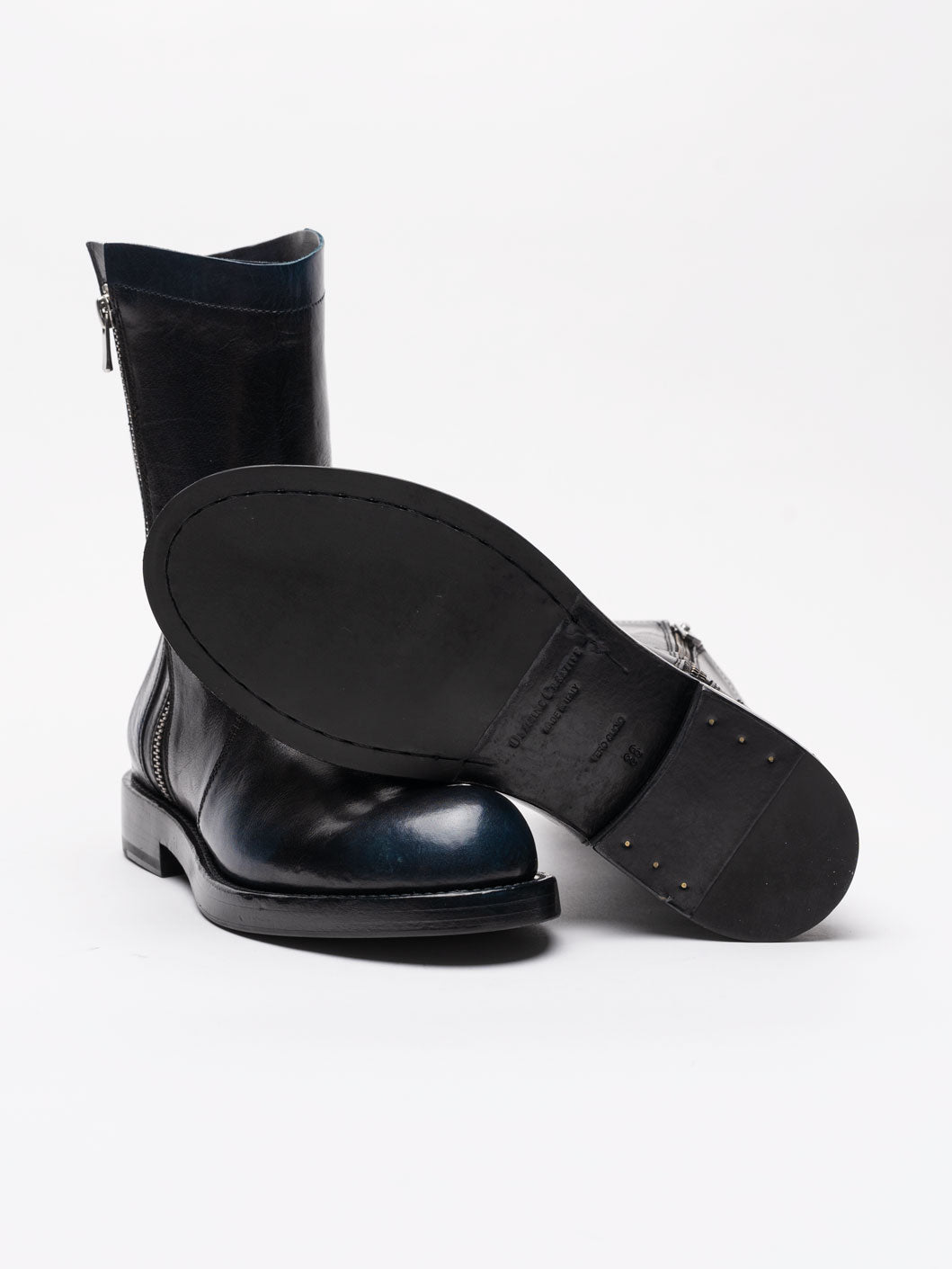 Mid - Calf Leather Boots - by OFFICINE CREATIVE