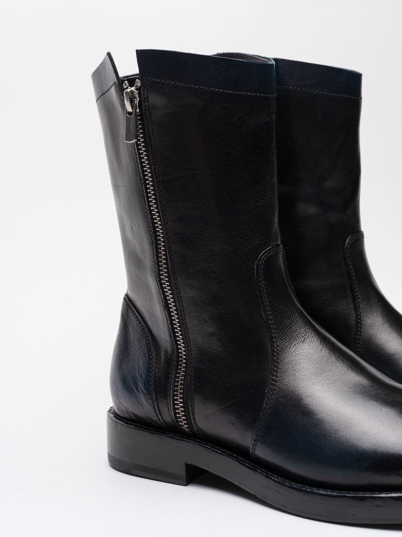 Mid - Calf Leather Boots - by OFFICINE CREATIVE