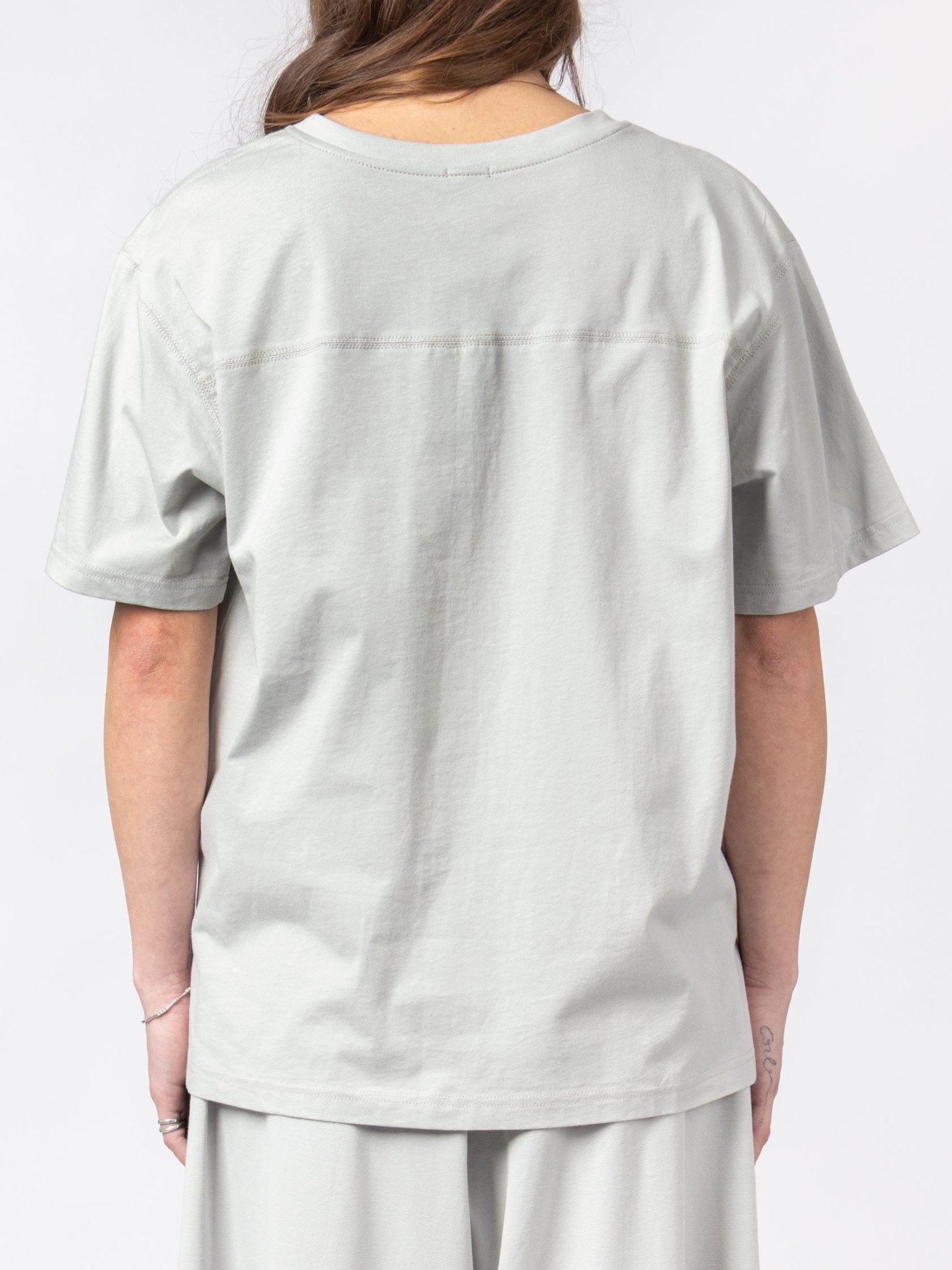 Mixed Fabric Short Sleeve Top - by VAGUE