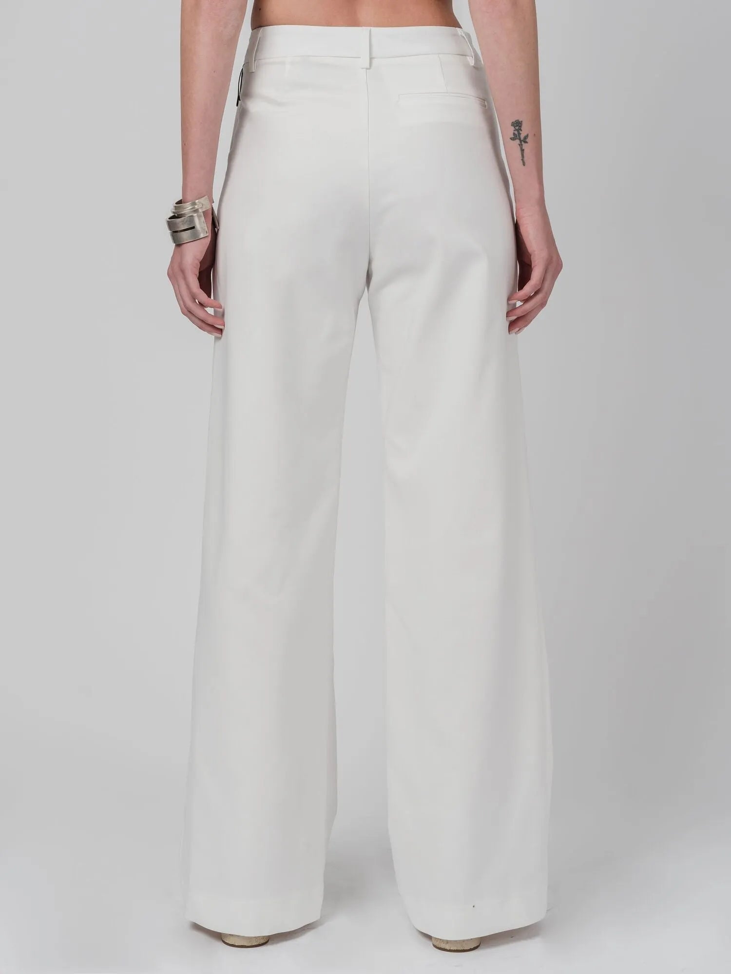 Nostra Santissima High - Rise Wide - Leg Pleated Trousers White - by NOSTRA SANTISSIMA