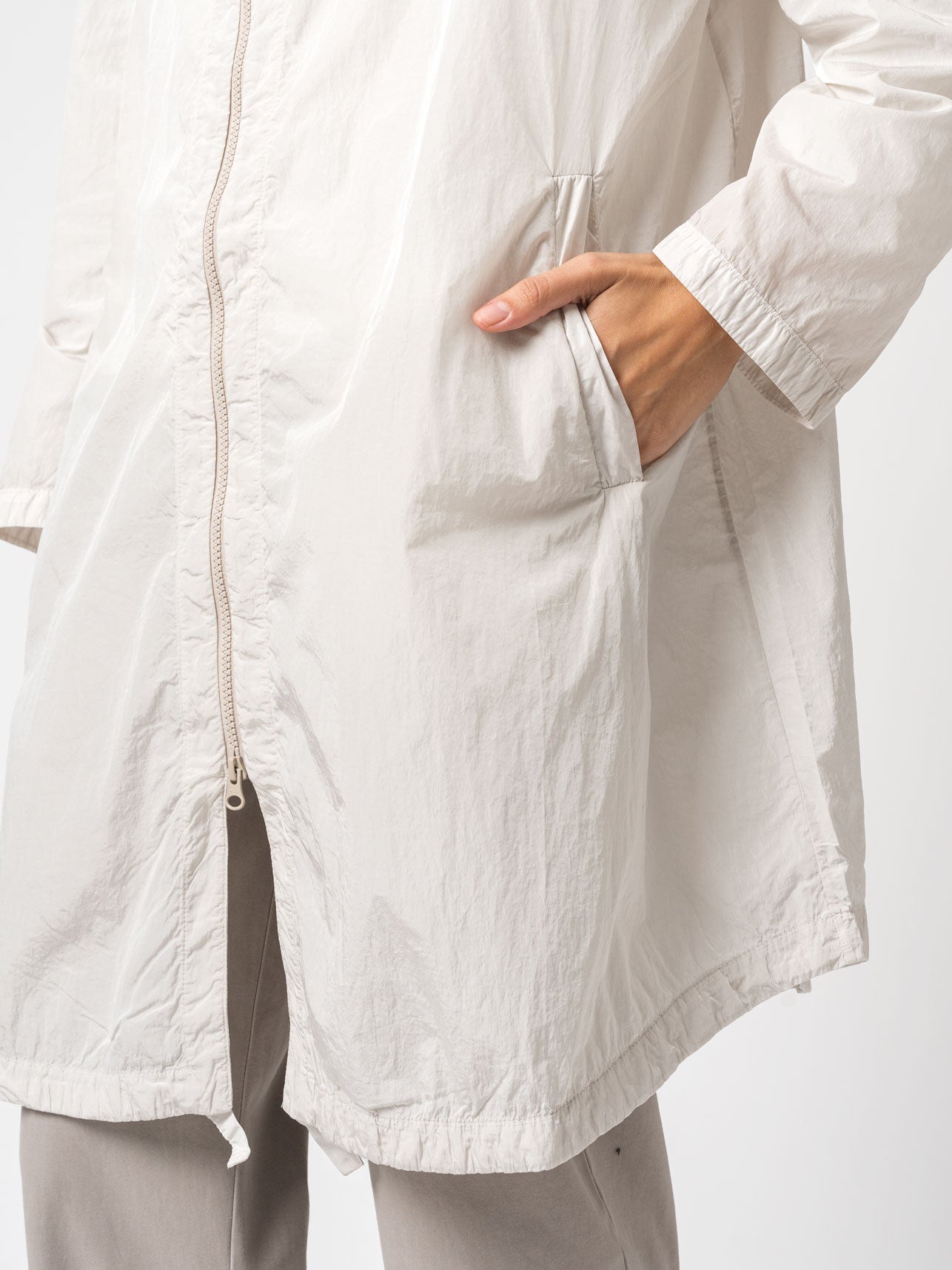 Nylon Hooded Duster - by TRANSIT