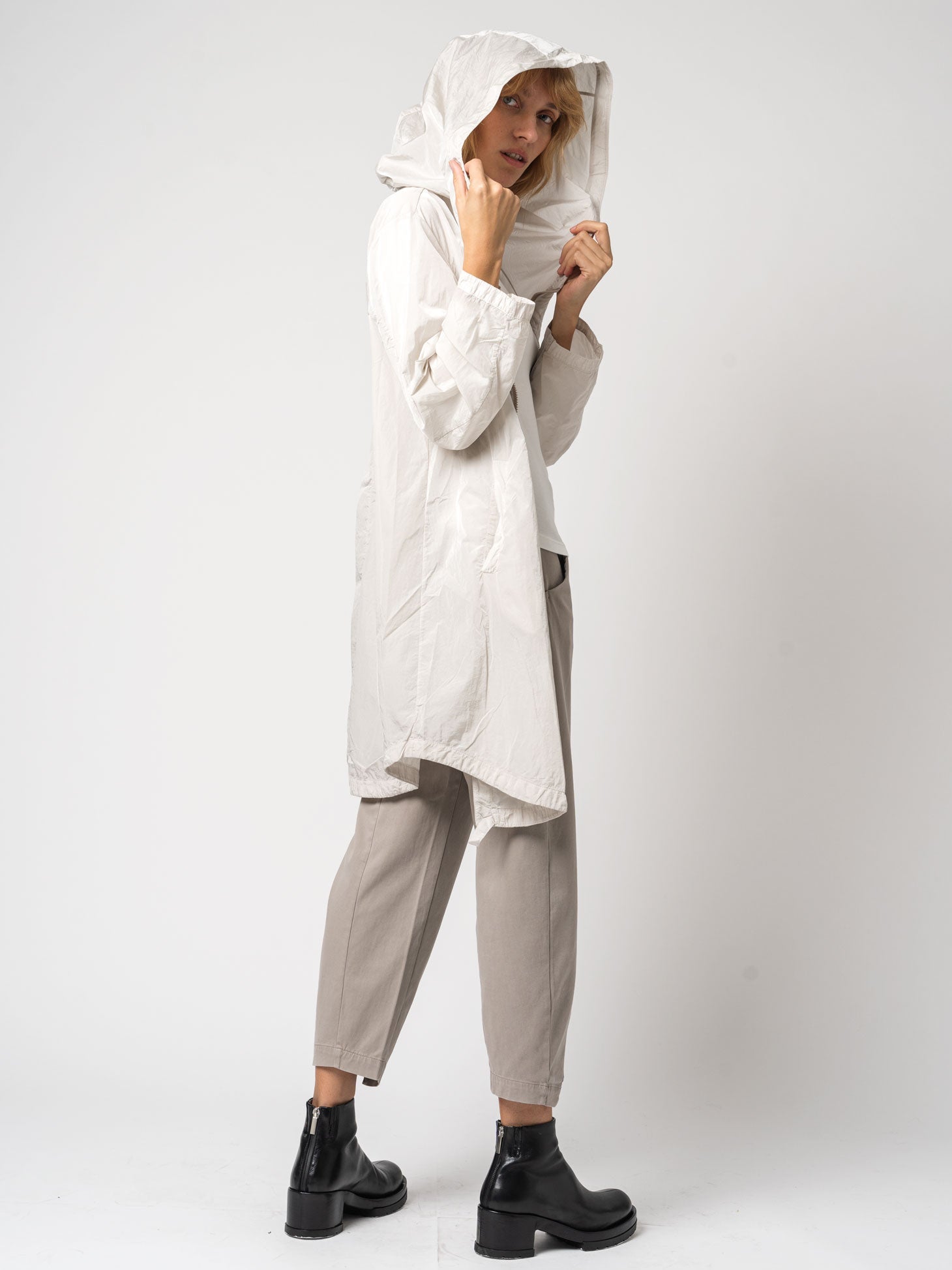 Nylon Hooded Duster - by TRANSIT