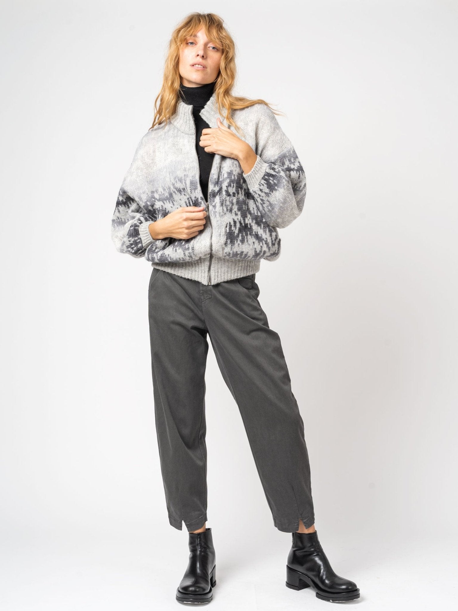 Ombre Knit Bomber Jacket - by TANDEM
