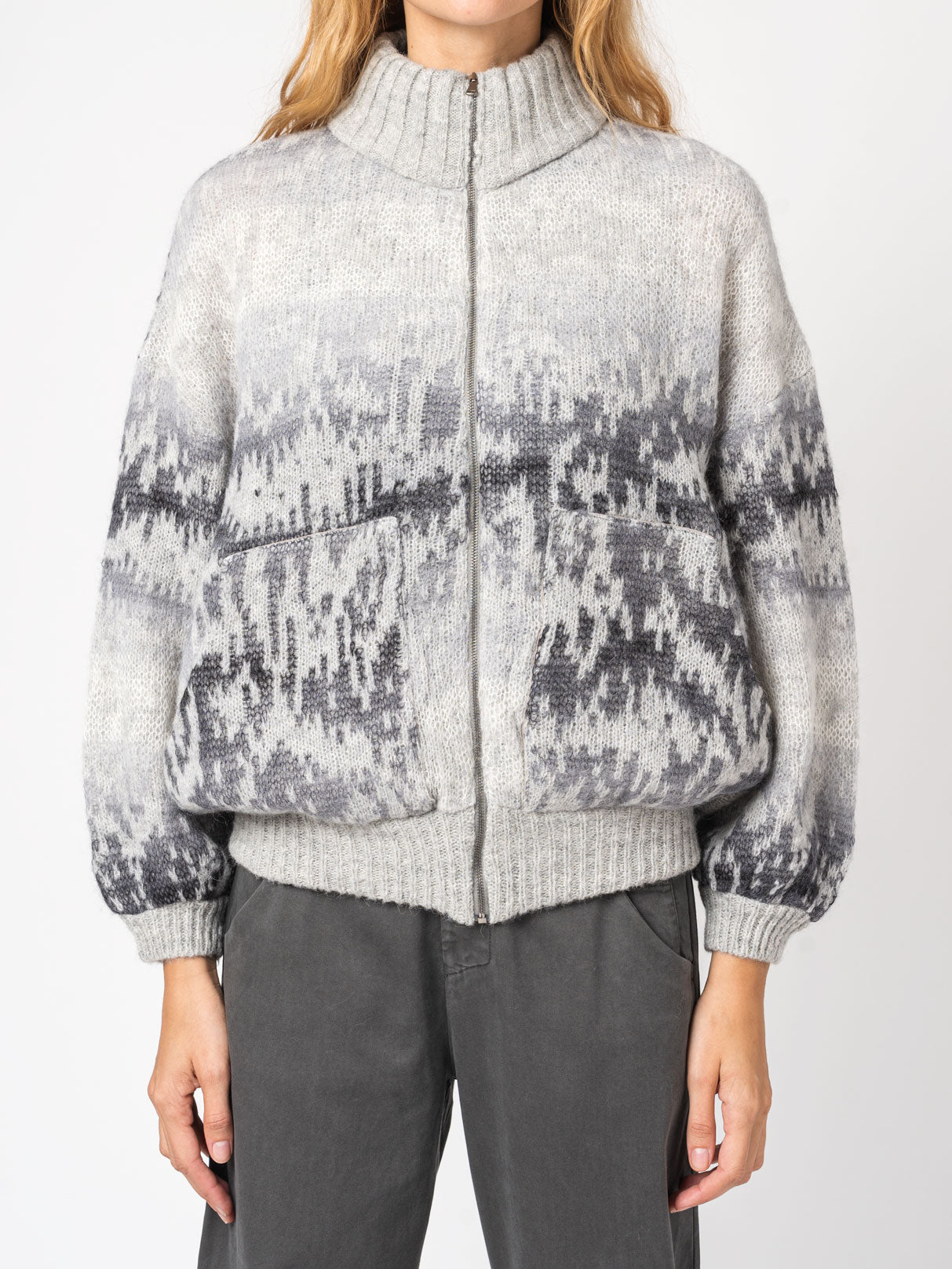 Ombre Knit Bomber Jacket - by TANDEM