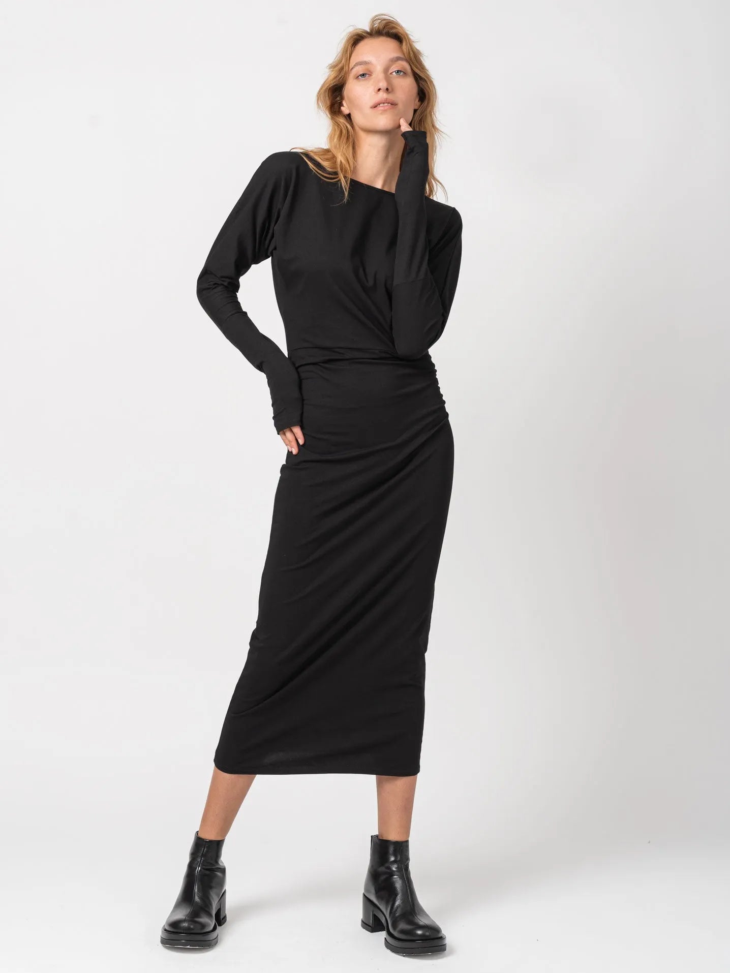 Open-Back Viscose Midi Dress
