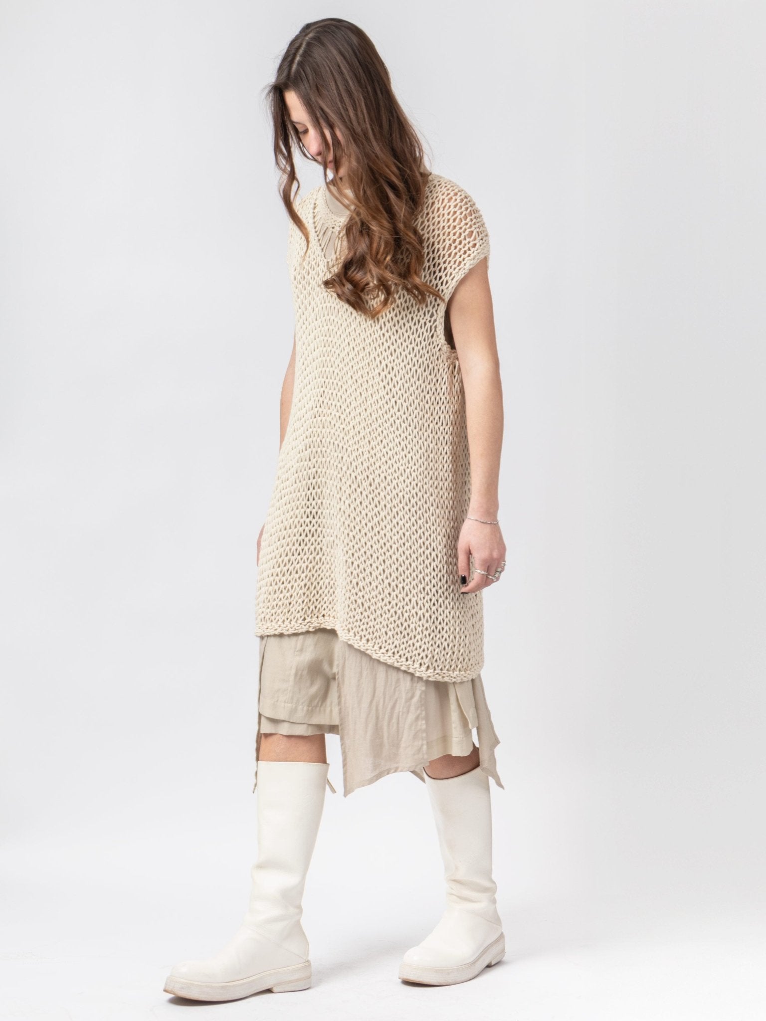 Open Knit Sleeveless Top - by VAGUE