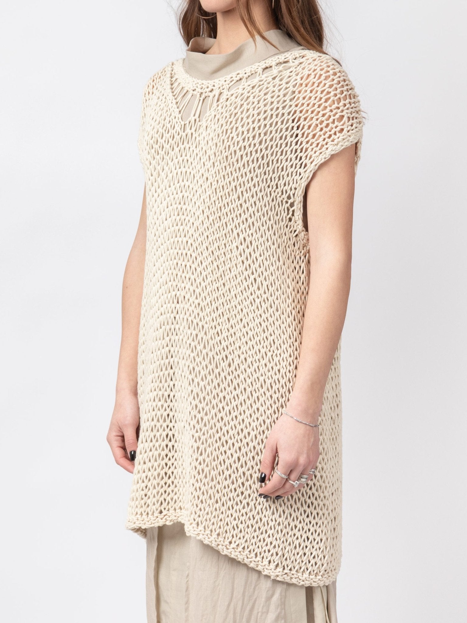 Open Knit Sleeveless Top - by VAGUE
