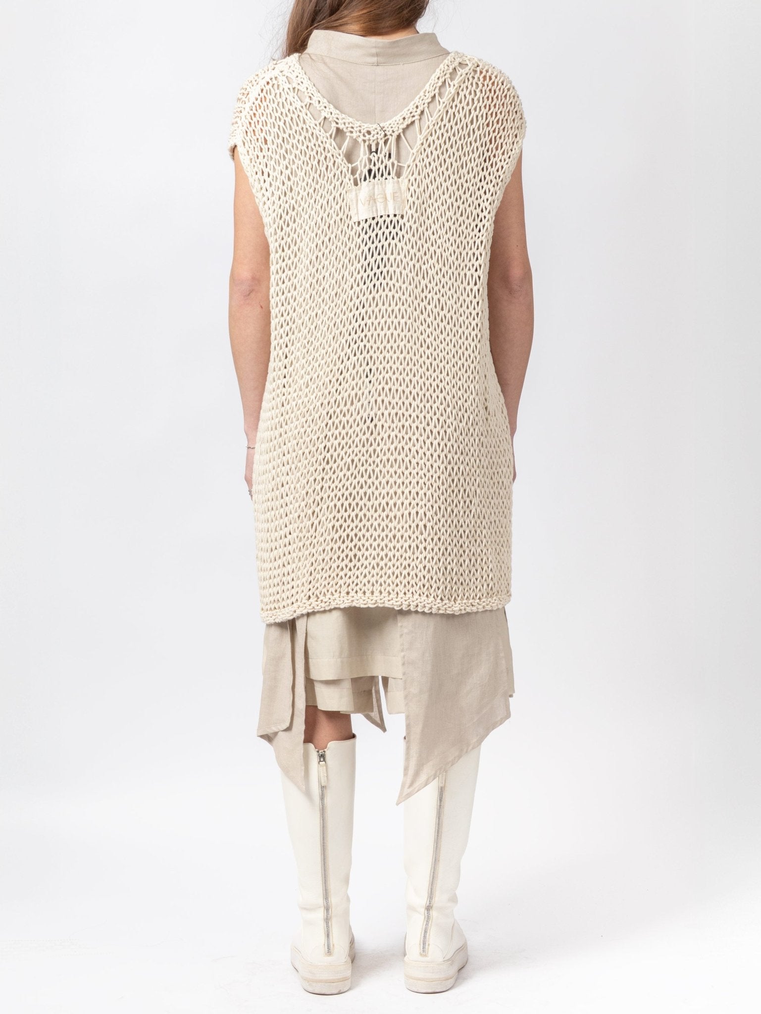 Open Knit Sleeveless Top - by VAGUE