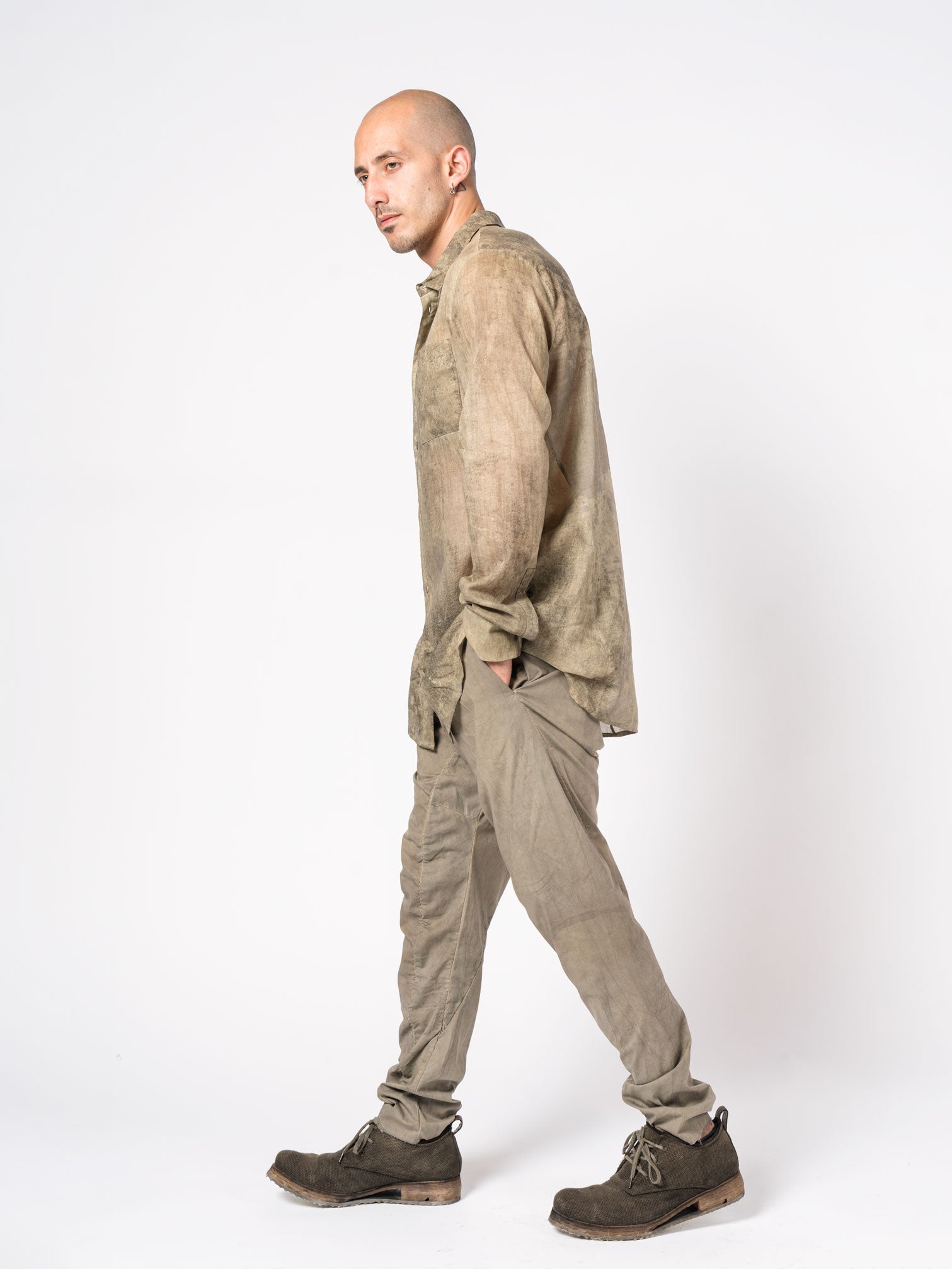 Overdyed Pleated Stretch Trousers - by MASNADA