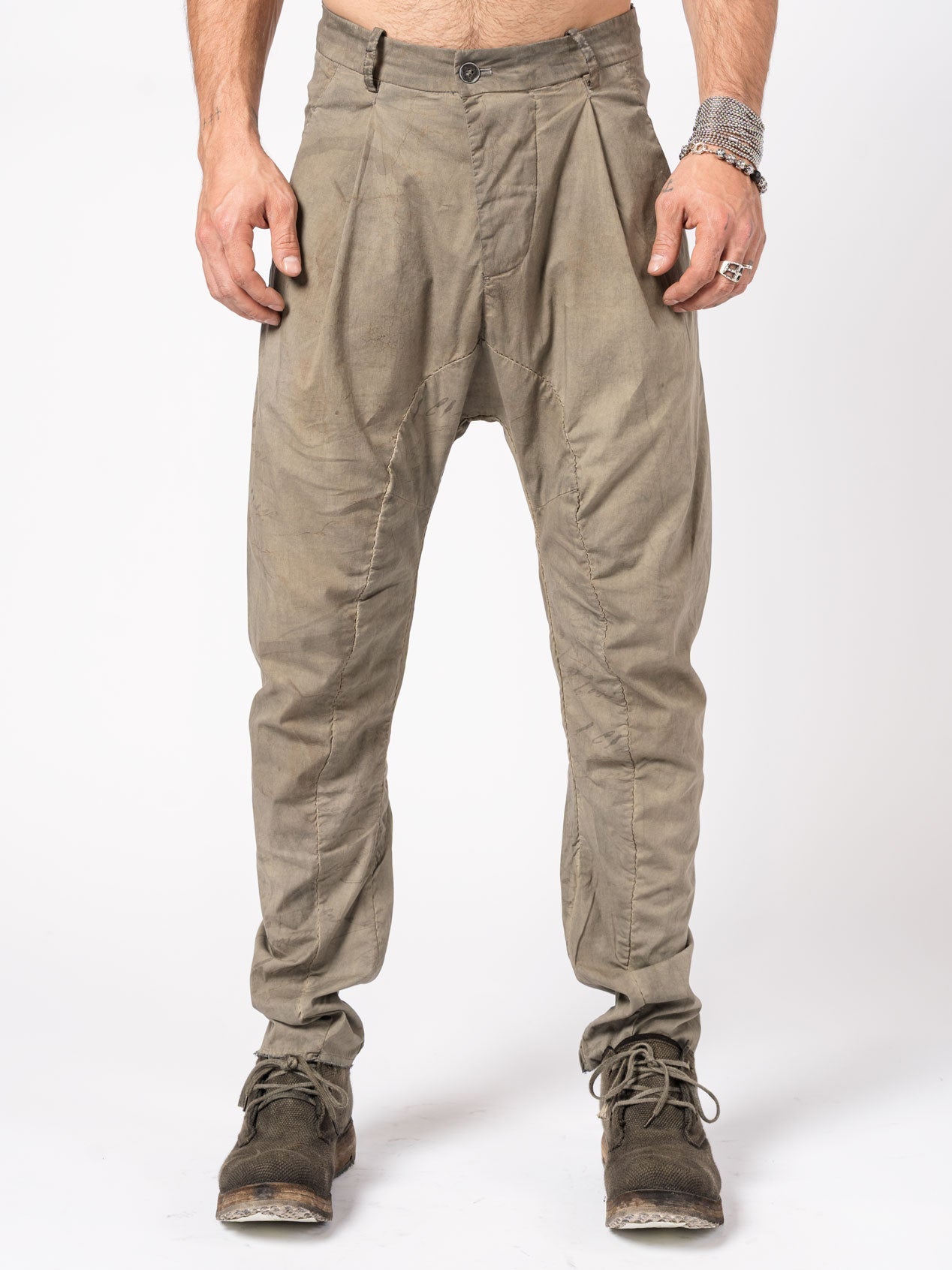 Overdyed Pleated Stretch Trousers - by MASNADA